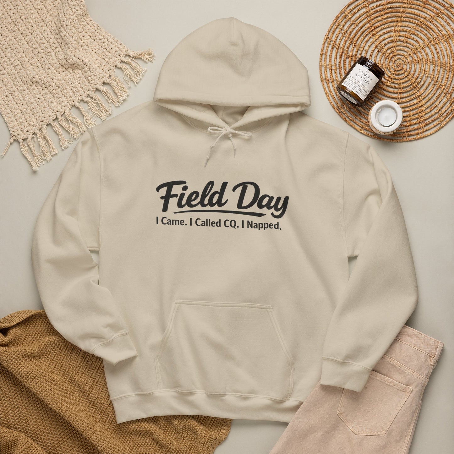 Field Day Hoodie – “Field Day: I Came. I Called CQ. I Napped.” Casual Radio Operator Sweatshirt