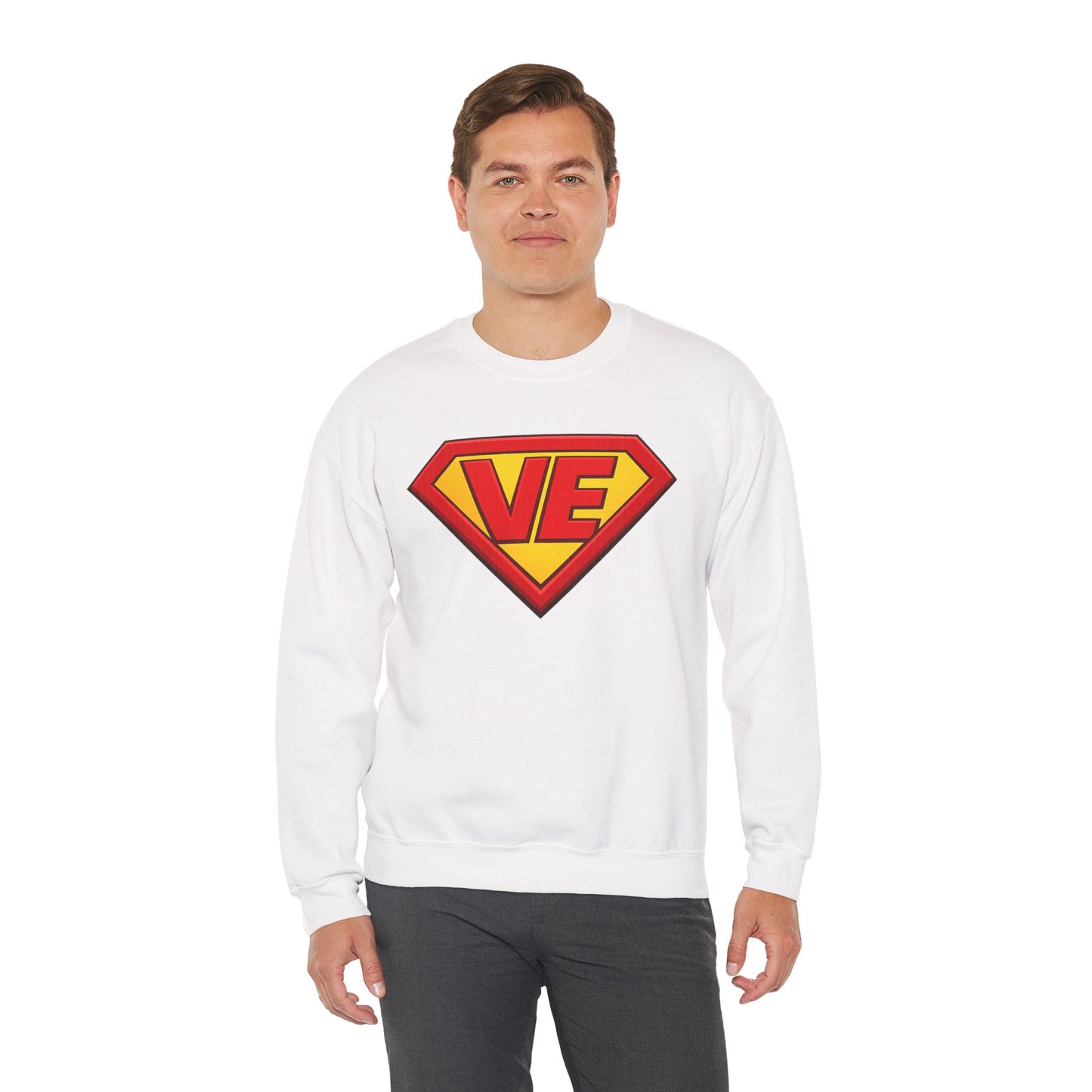 Crewneck Sweatshirt — Superhero 'VE' Logo Pullover