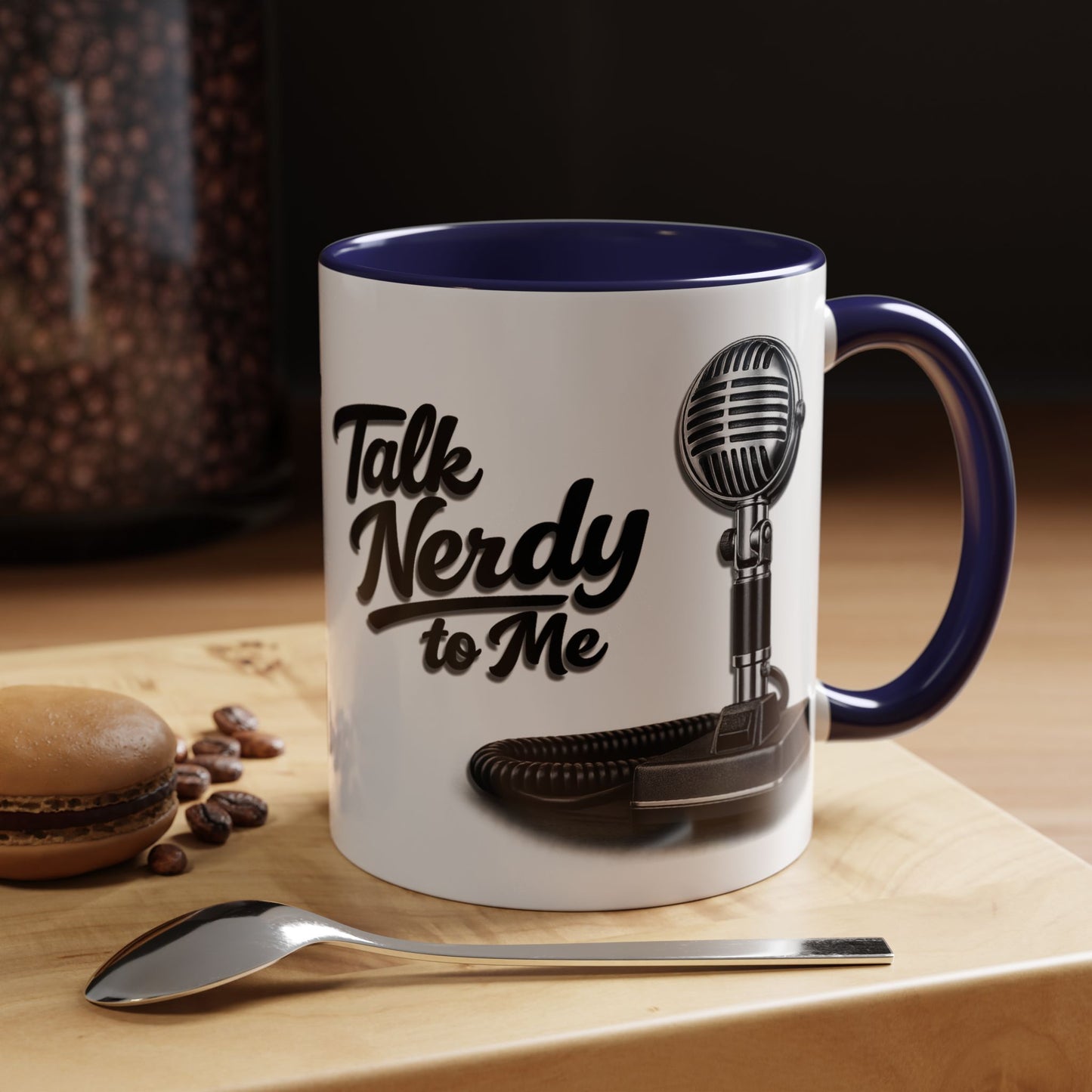 Talk Nerdy to Me Coffee Mug — Retro Ham Radio Microphone Accent Mug (11/15 oz)