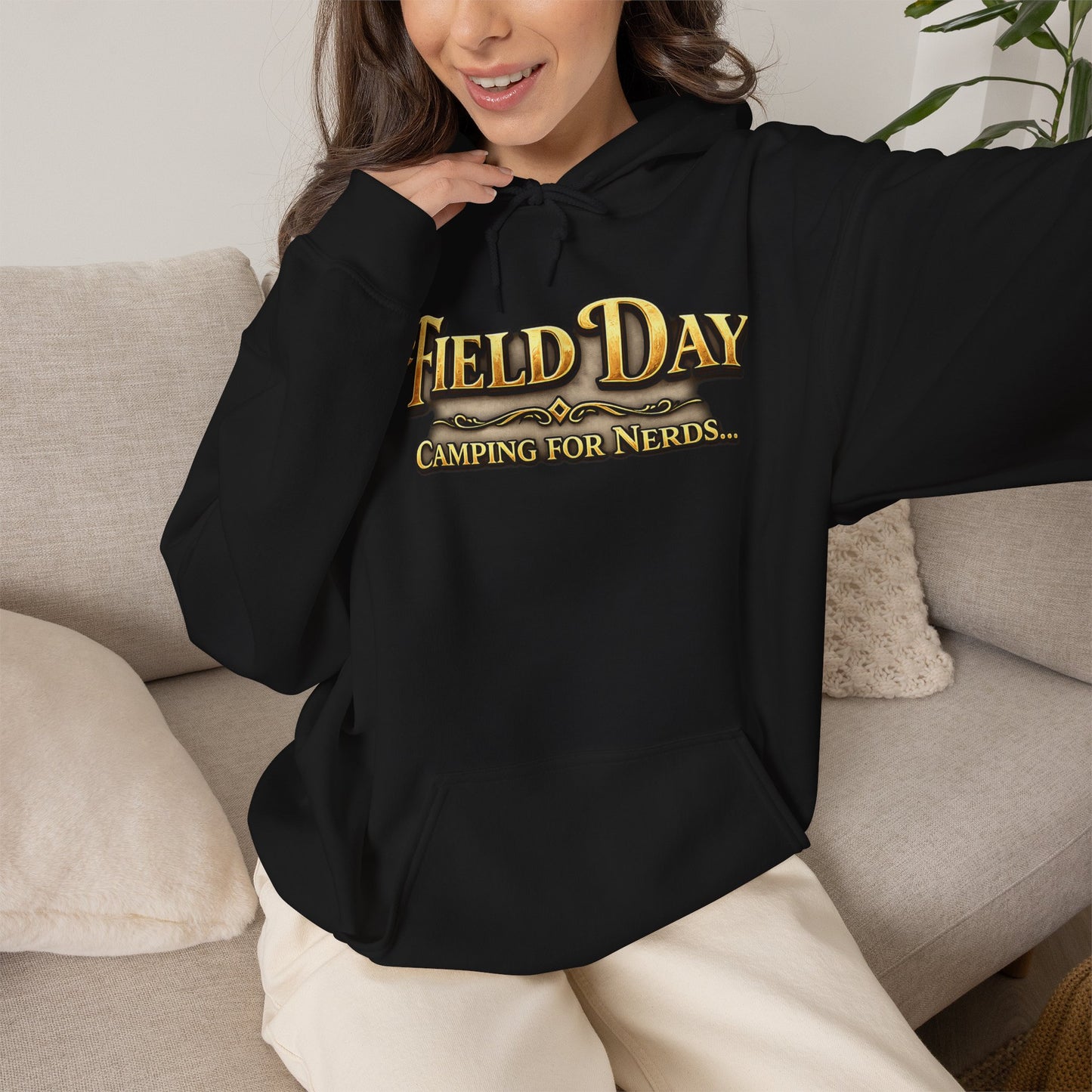 "Field Day: Camping for Nerds" Retro Outdoor Graphic Hoodie