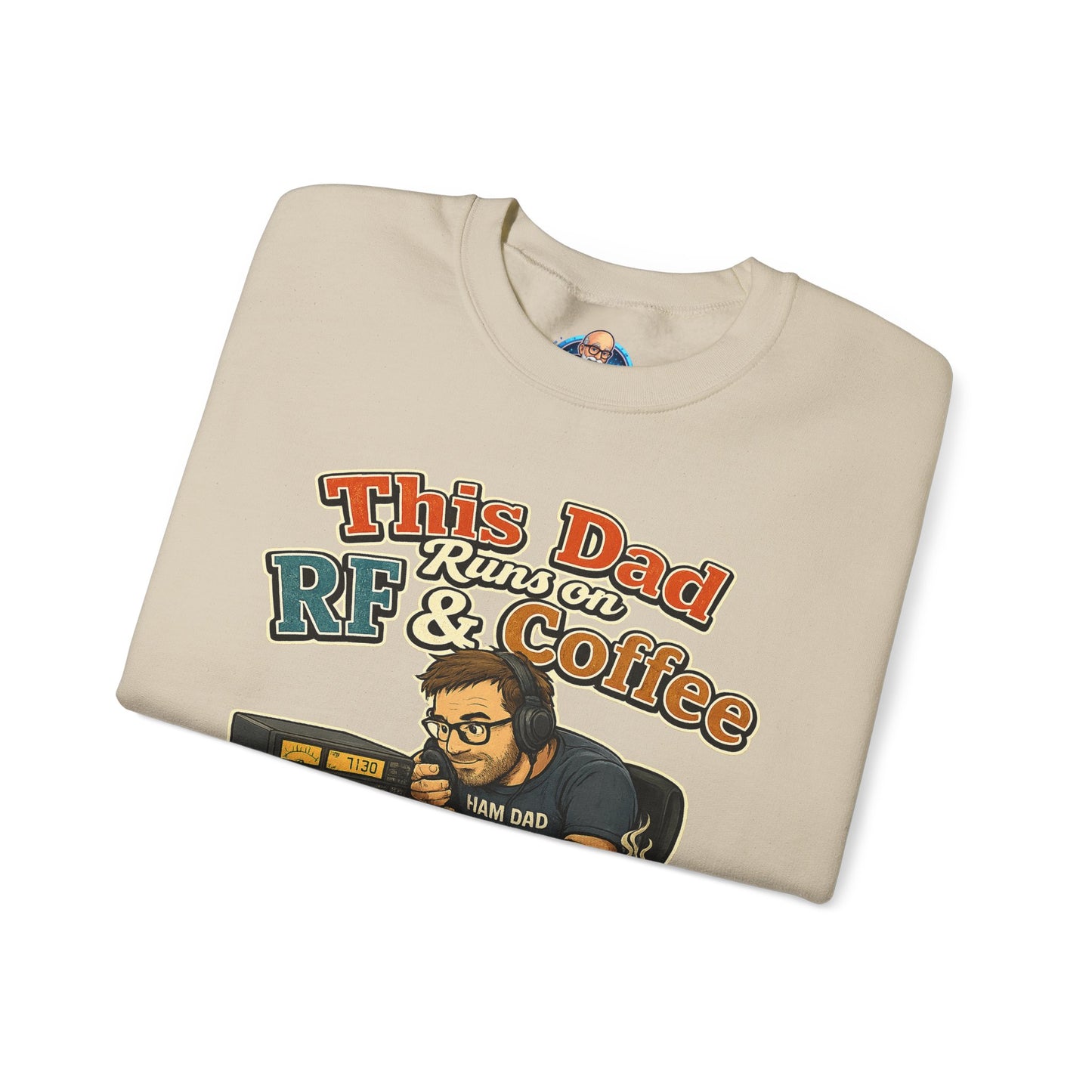 Dad Runs on RF & Coffee Crewneck Sweatshirt – Funny Radio/Engineering Father’s Day Gift