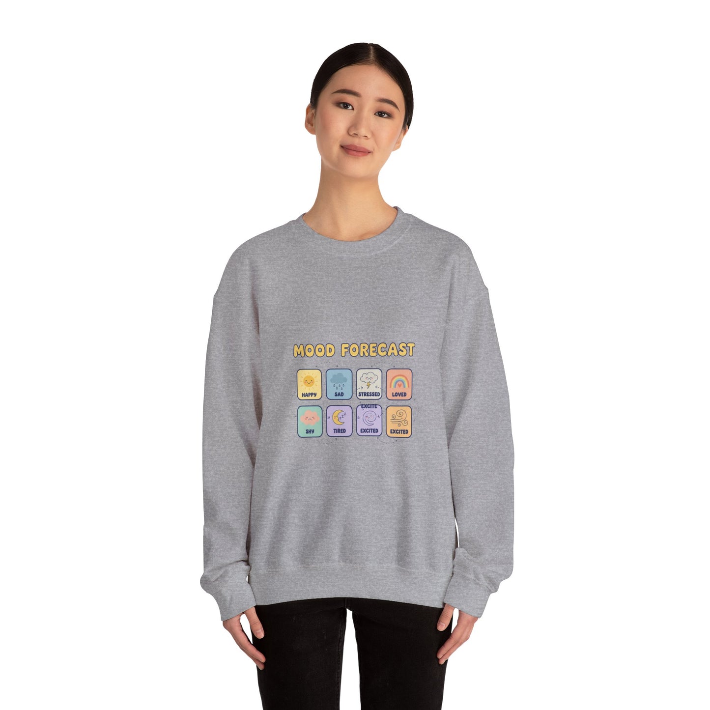 Mood Forecast Chart Sweatshirt | whimsical weather map, emotion forecast illustration