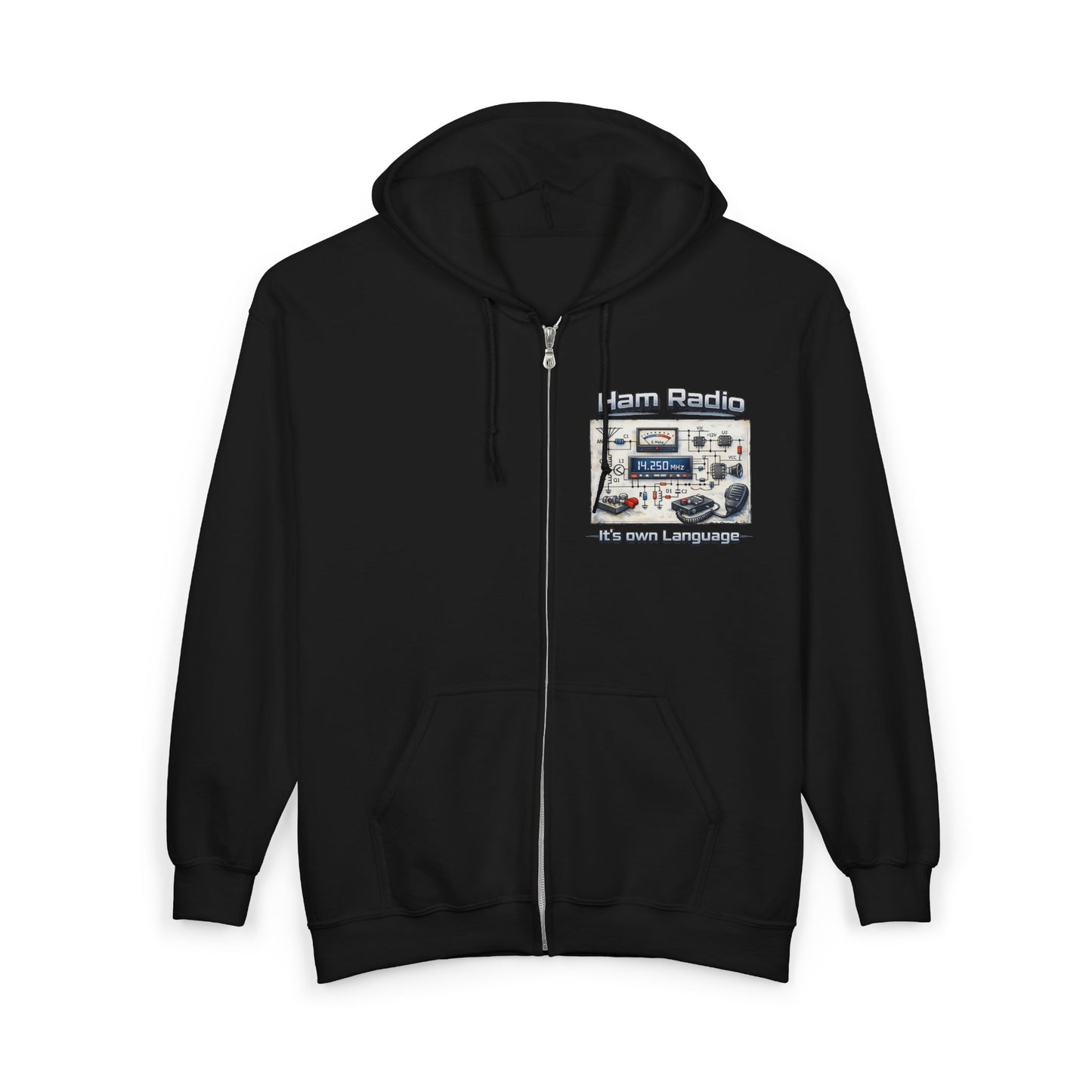 Ham Radio Zip Hoodie — 'Ham Radio: It’s Our Language' Operator Sweatshirt