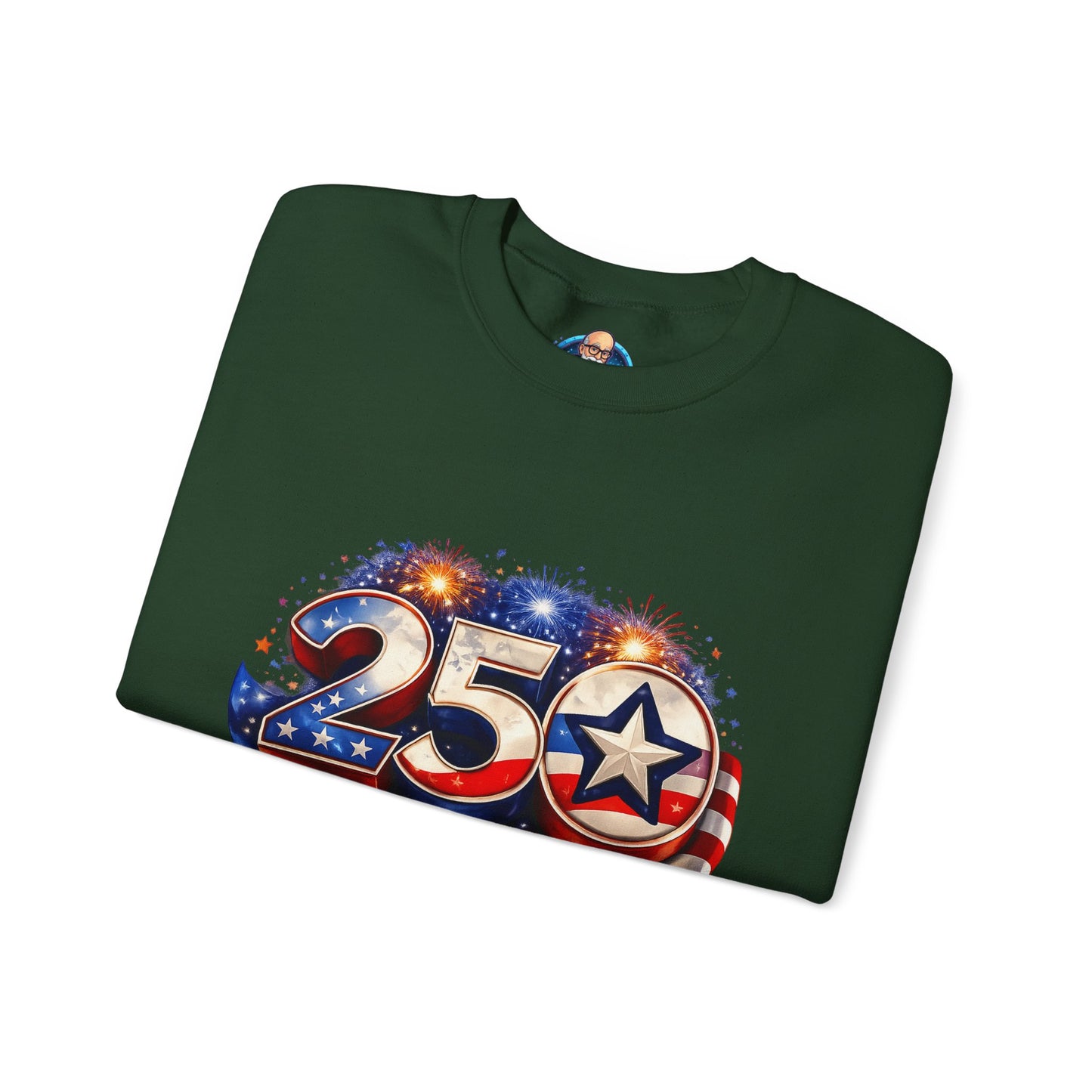Crewneck Sweatshirt – '250' American Flag Stars & Stripes Patriotic Design