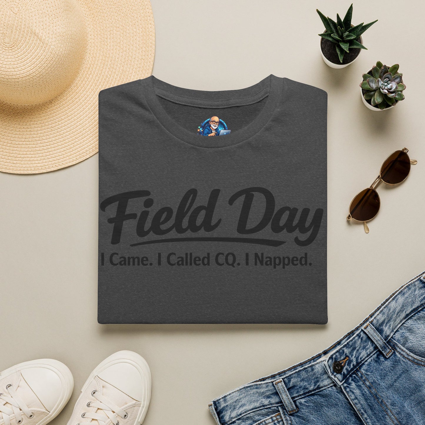 Field Day T-Shirt — "I Came. I Called CQ. I Napped." Casual Ham Radio Shirt