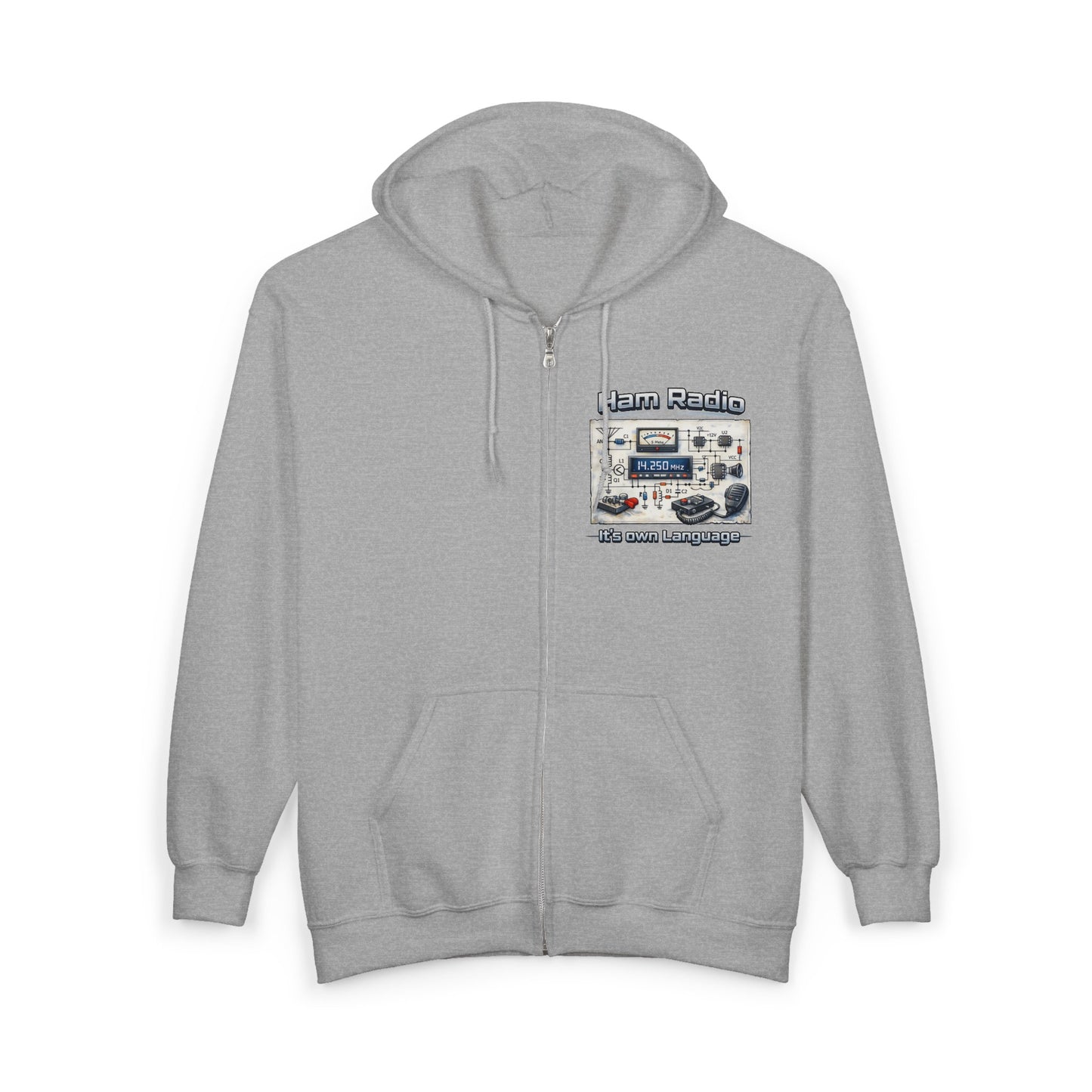 Ham Radio Zip Hoodie — 'Ham Radio: It’s Our Language' Operator Sweatshirt