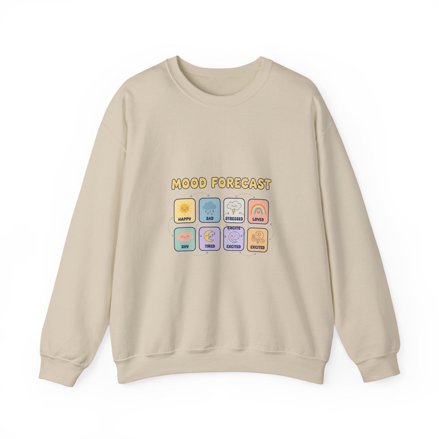 Mood Forecast Chart Sweatshirt | whimsical weather map, emotion forecast illustration