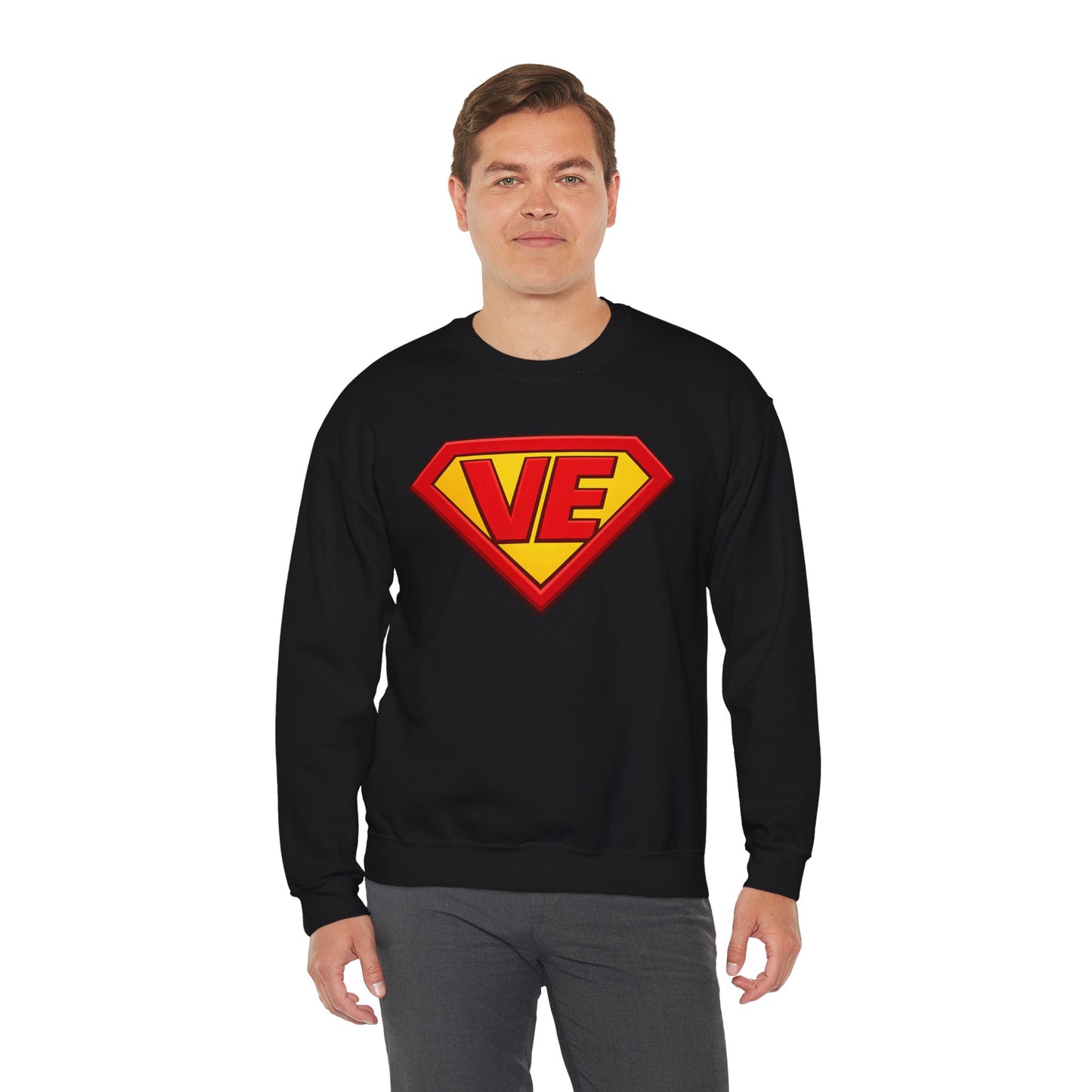 Crewneck Sweatshirt — Superhero 'VE' Logo Pullover