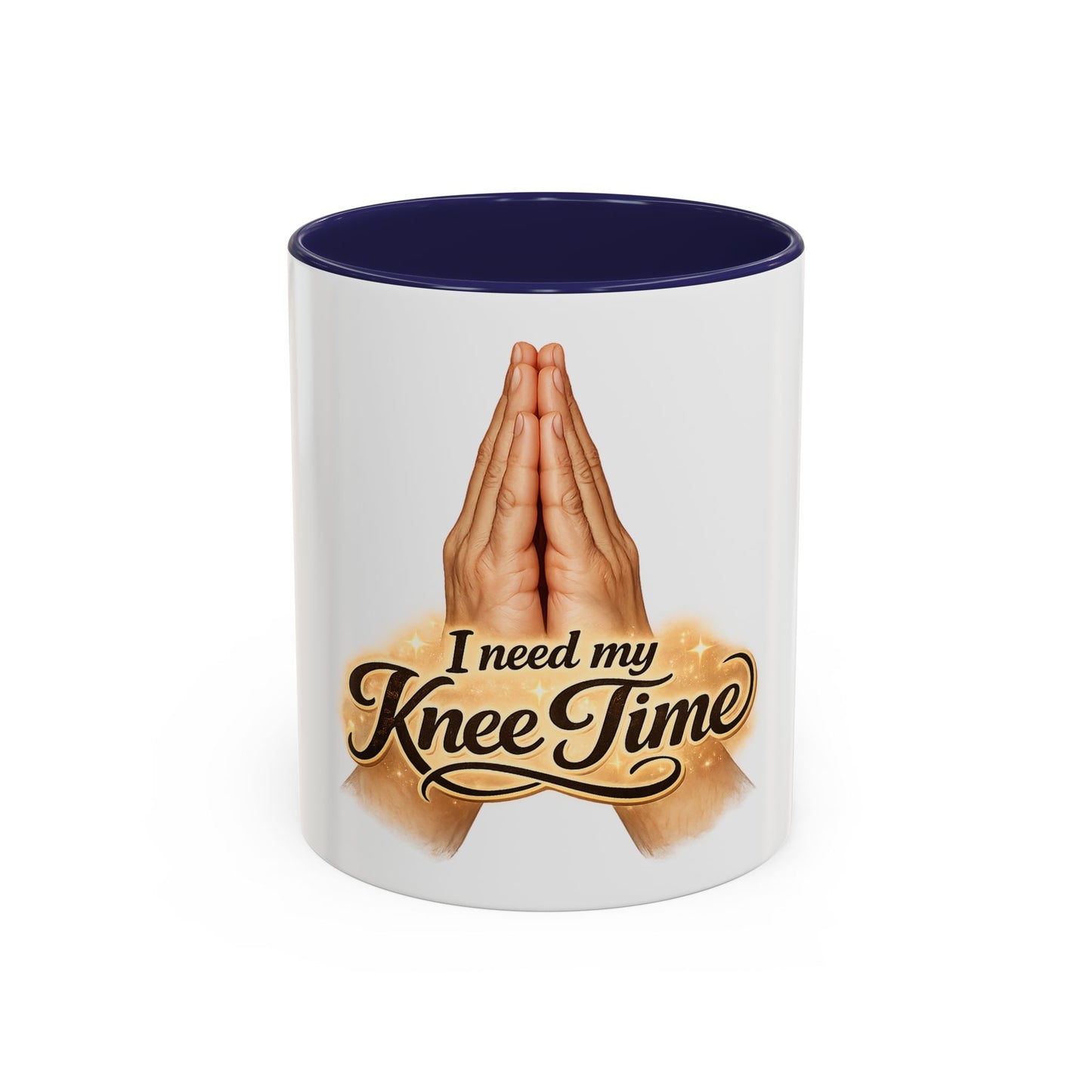 I Need My Knee Time Prayer Coffee Mug — Religious Prayer Hands Accent Mug