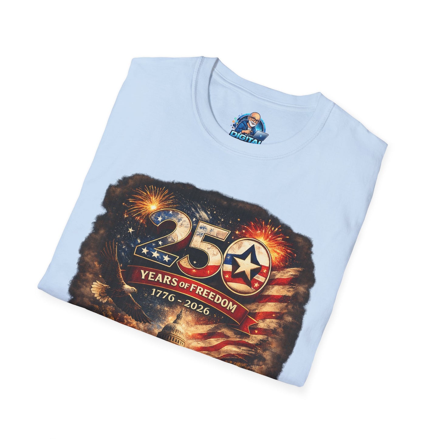 250 Years of Freedom 1776–2026 T-Shirt — Patriotic American Flag & Capitol Anniversary Tee