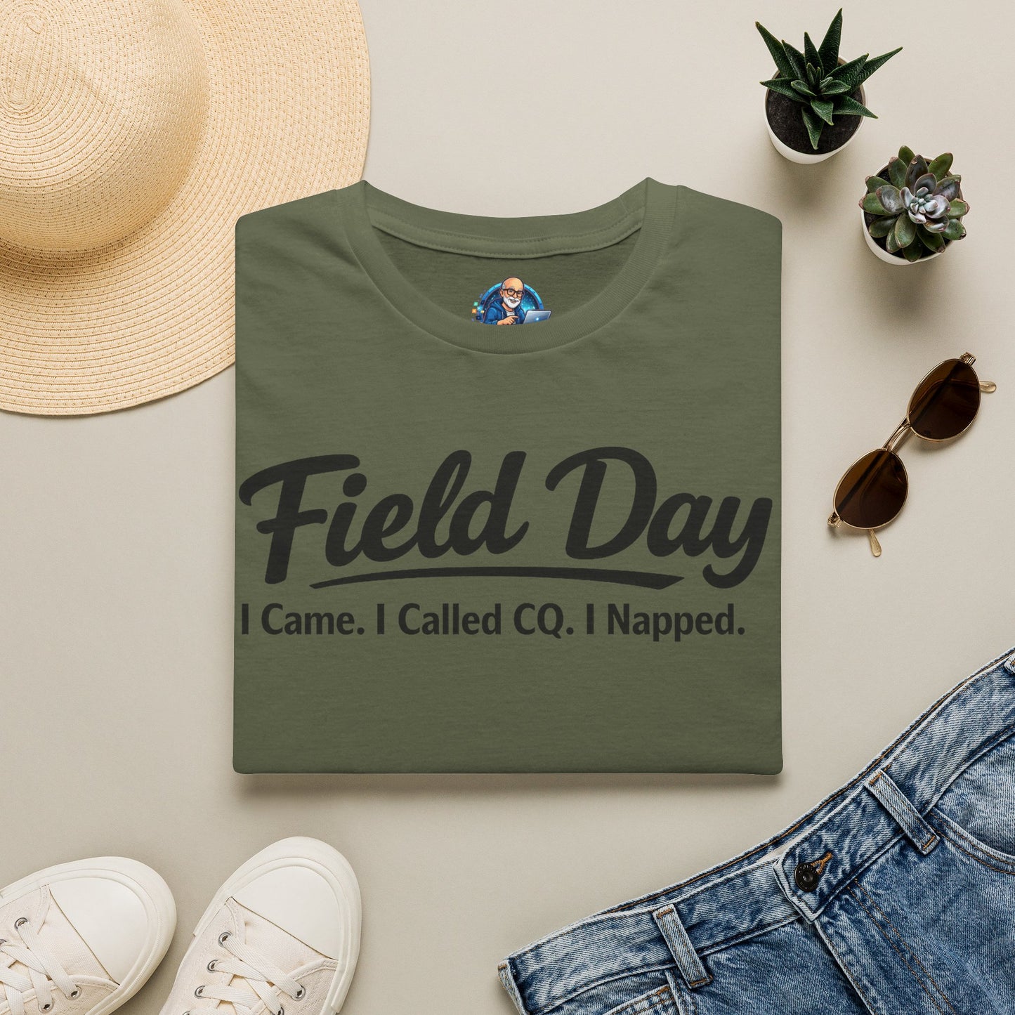 Field Day T-Shirt — "I Came. I Called CQ. I Napped." Casual Ham Radio Shirt