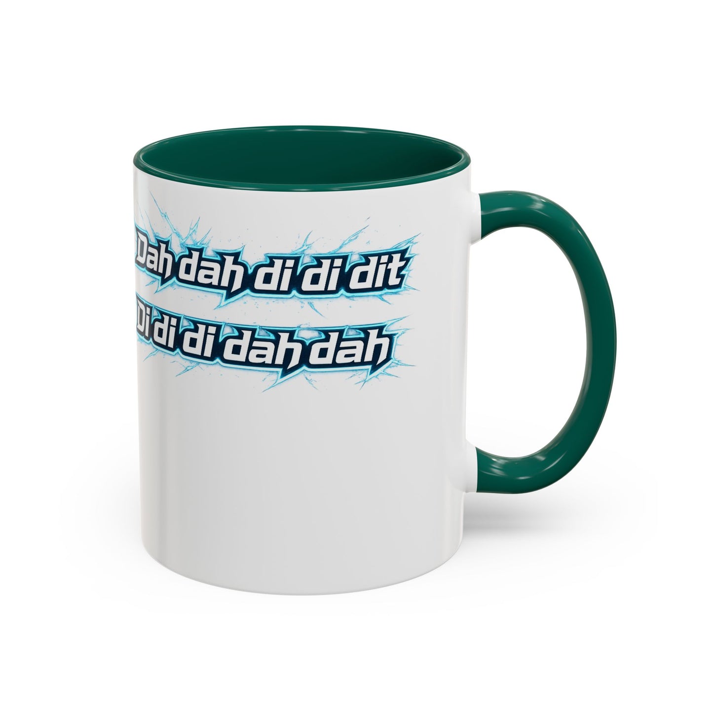 Novelty Mug — 'Dah di dah dit' Repeating Text Ceramic Coffee Cup (11oz & 15oz)