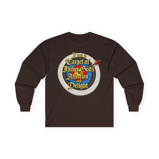 Long Sleeve Tee — "I Am a Target of Father God's Affection and Delight" Christian Faith Shirt
