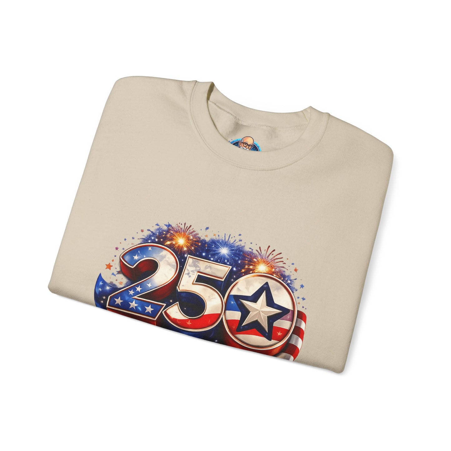 Crewneck Sweatshirt – '250' American Flag Stars & Stripes Patriotic Design