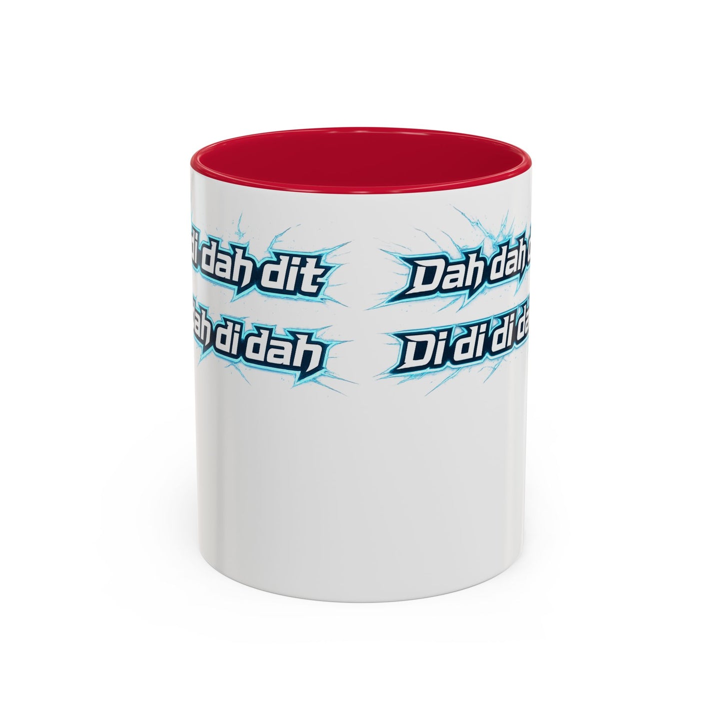 Novelty Mug — 'Dah di dah dit' Repeating Text Ceramic Coffee Cup (11oz & 15oz)