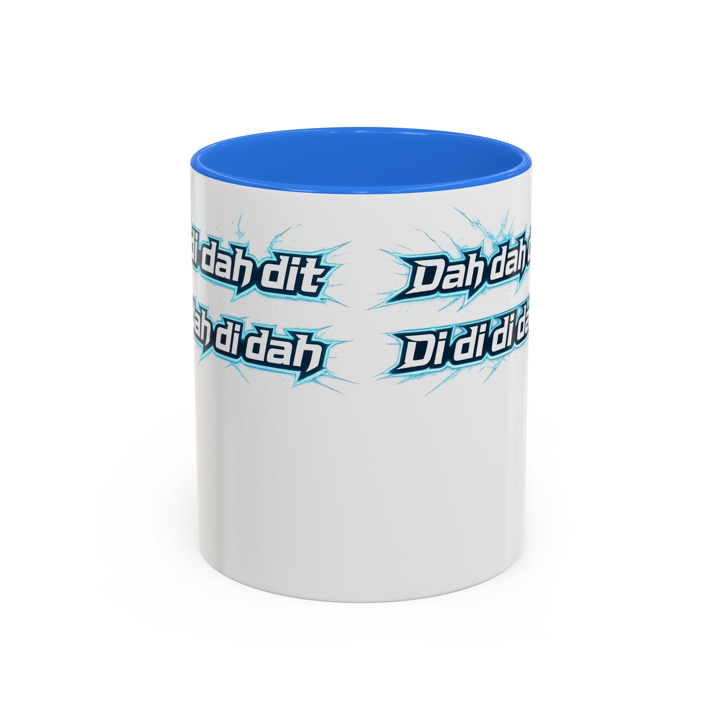 Novelty Mug — 'Dah di dah dit' Repeating Text Ceramic Coffee Cup (11oz & 15oz)
