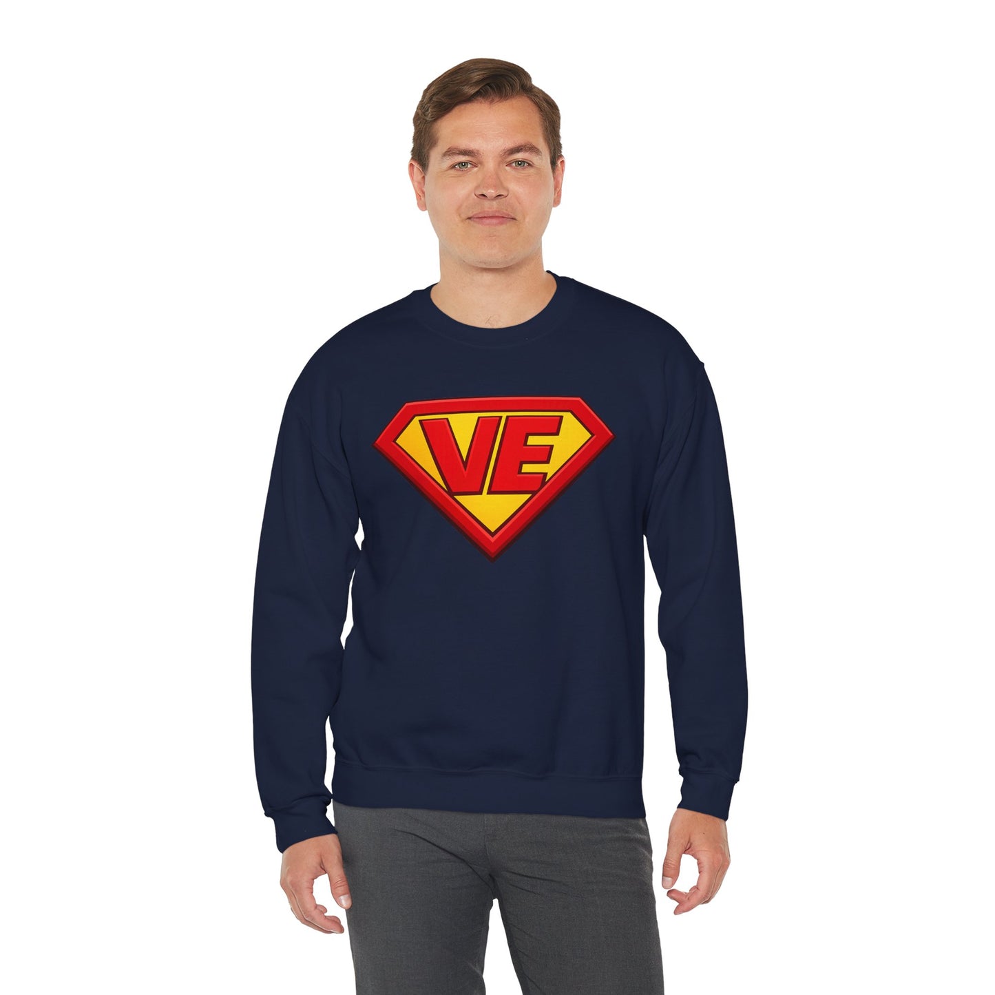 Crewneck Sweatshirt — Superhero 'VE' Logo Pullover