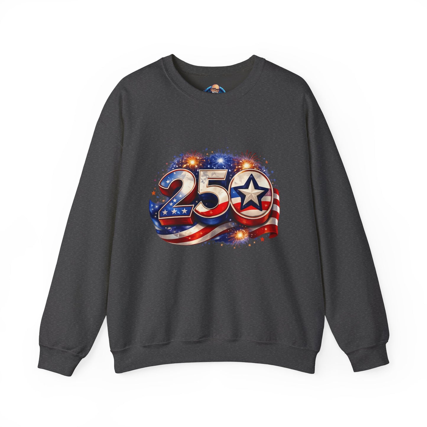 Crewneck Sweatshirt – '250' American Flag Stars & Stripes Patriotic Design