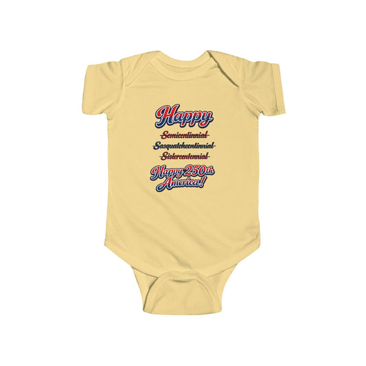 Infant Bodysuit – 'Happy Independence' Patriotic Script Baby Onesie