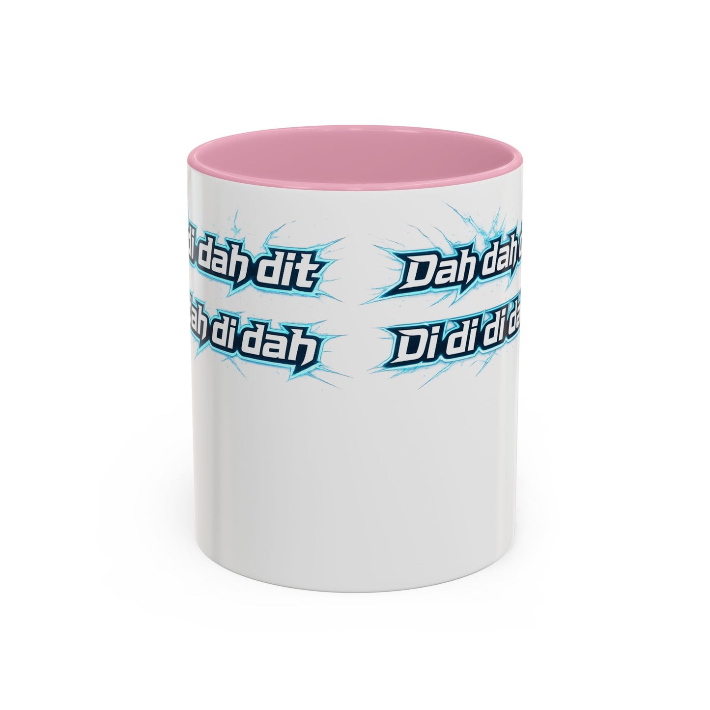 Novelty Mug — 'Dah di dah dit' Repeating Text Ceramic Coffee Cup (11oz & 15oz)