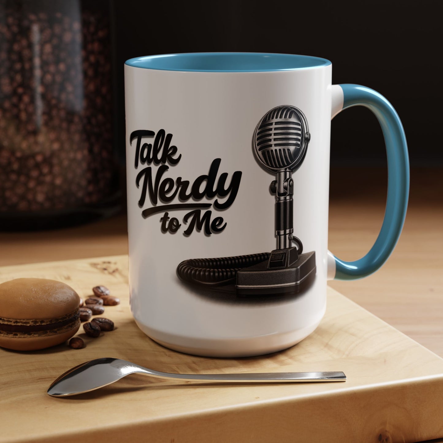 Talk Nerdy to Me Coffee Mug — Retro Ham Radio Microphone Accent Mug (11/15 oz)