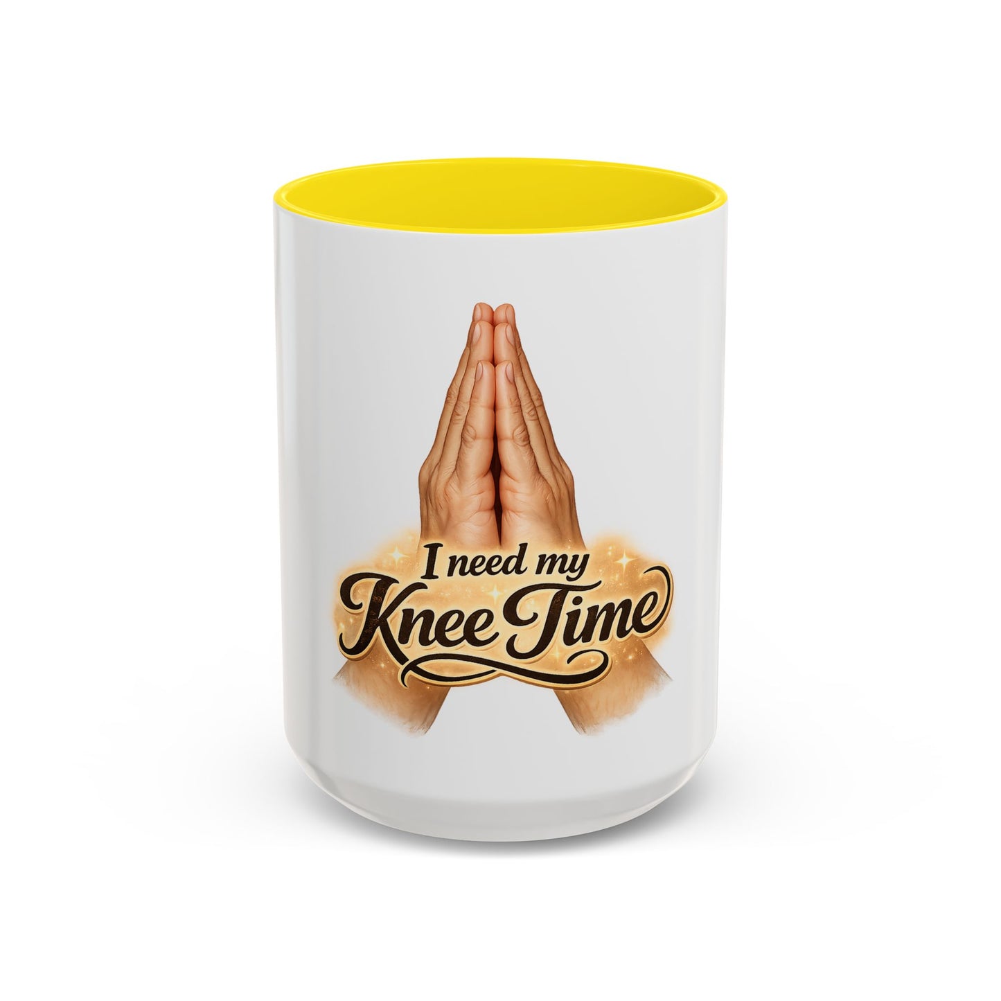 I Need My Knee Time Prayer Coffee Mug — Religious Prayer Hands Accent Mug