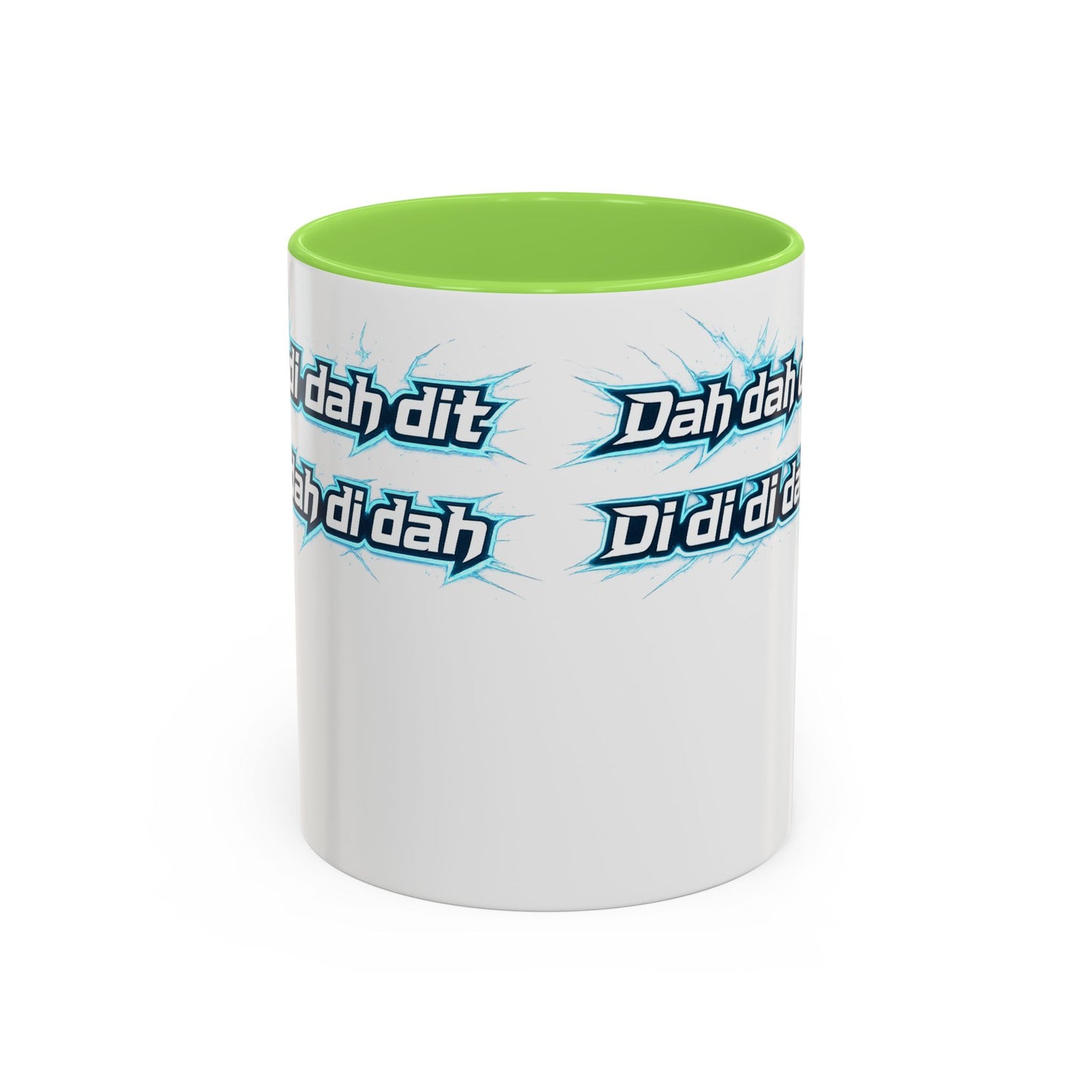 Novelty Mug — 'Dah di dah dit' Repeating Text Ceramic Coffee Cup (11oz & 15oz)