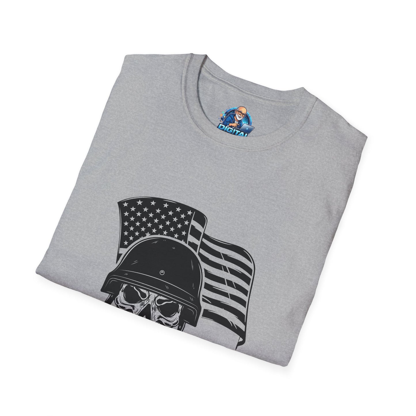 Patriotic Skull Helmet T-Shirt — American Flag Military Skull Graphic Tee