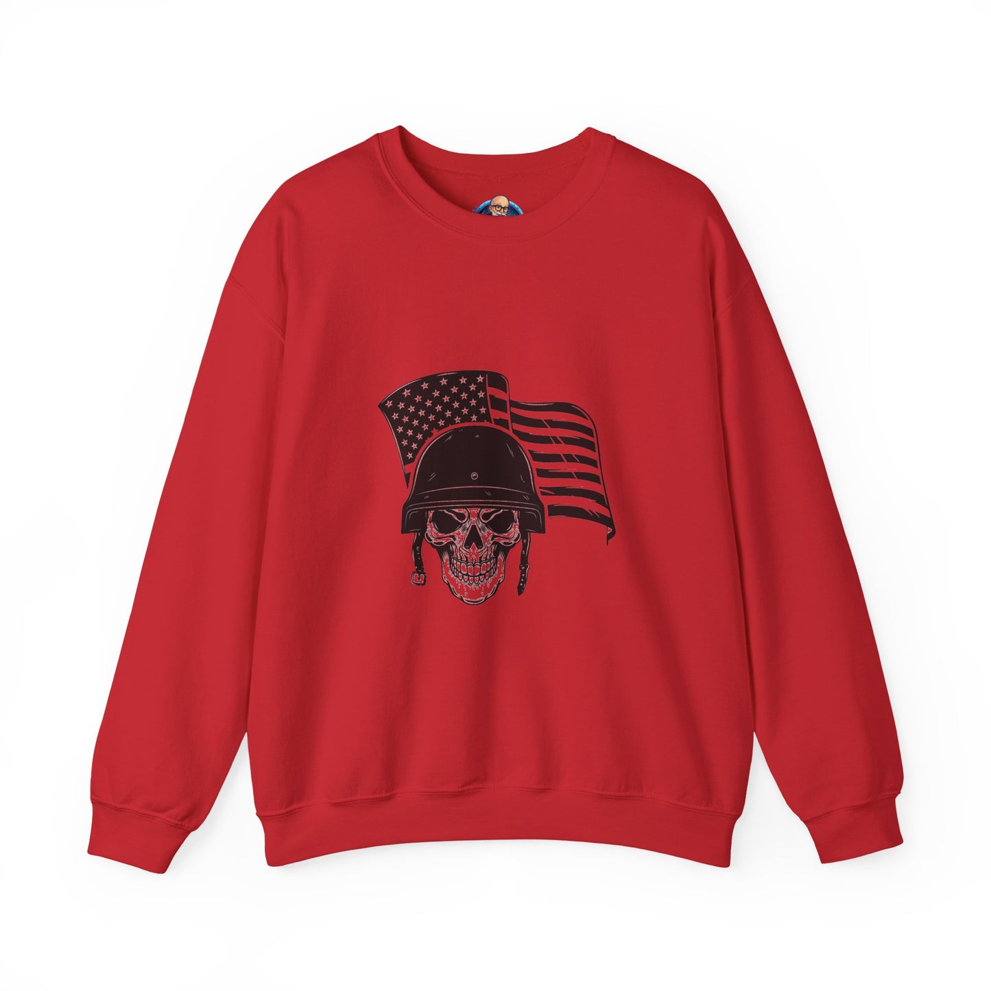 Skull Soldier Crewneck Sweatshirt – American Flag Helmet Graphic