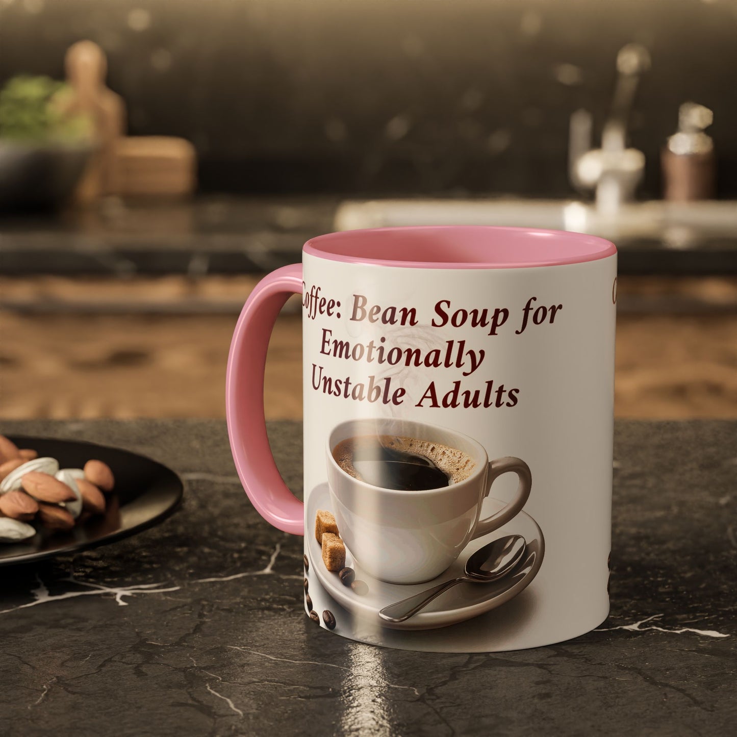 Coffee Mug — “Coffee: Bean Soup for Emotionally Unstable Adults” Ceramic 11oz/15oz