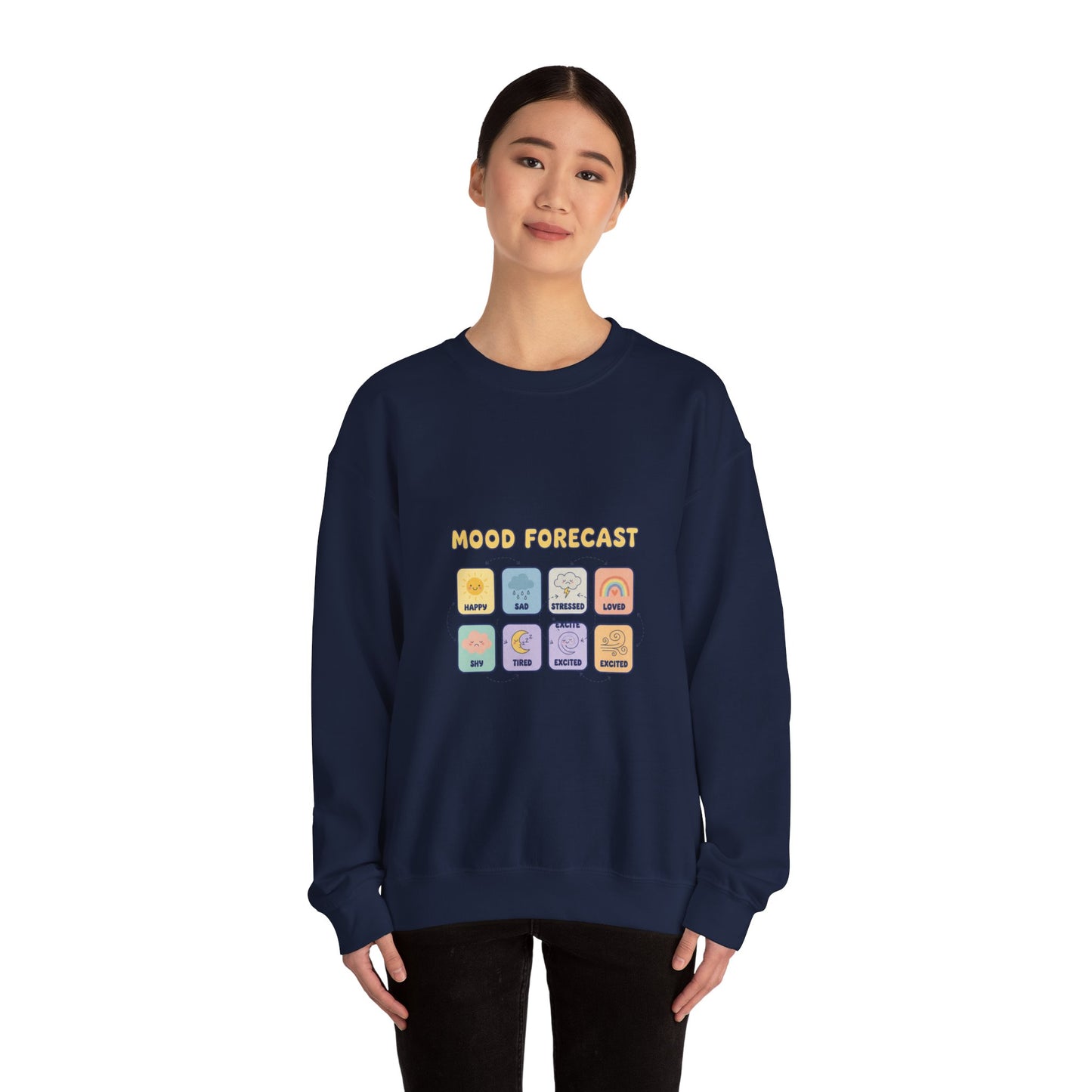Mood Forecast Chart Sweatshirt | whimsical weather map, emotion forecast illustration