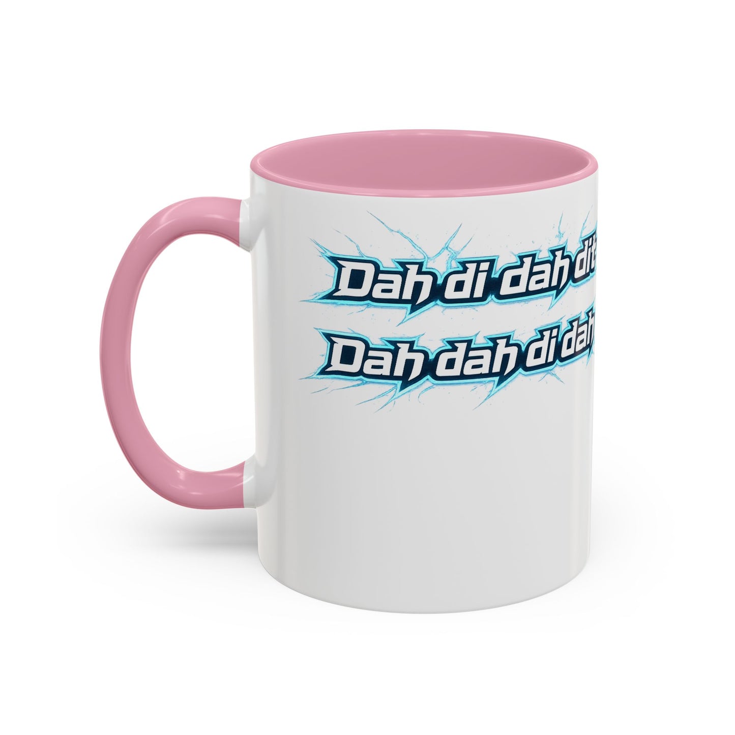 Novelty Mug — 'Dah di dah dit' Repeating Text Ceramic Coffee Cup (11oz & 15oz)