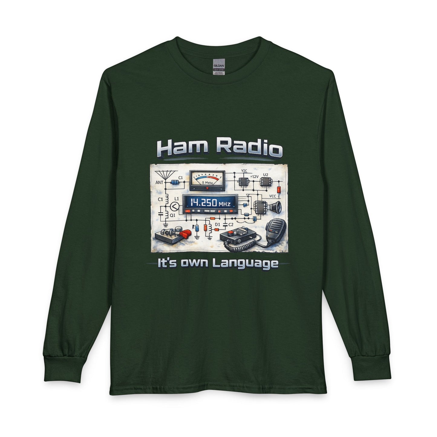Ham Radio Long Sleeve Tee — “Ham Radio It’s own Language” Amateur Radio Shirt