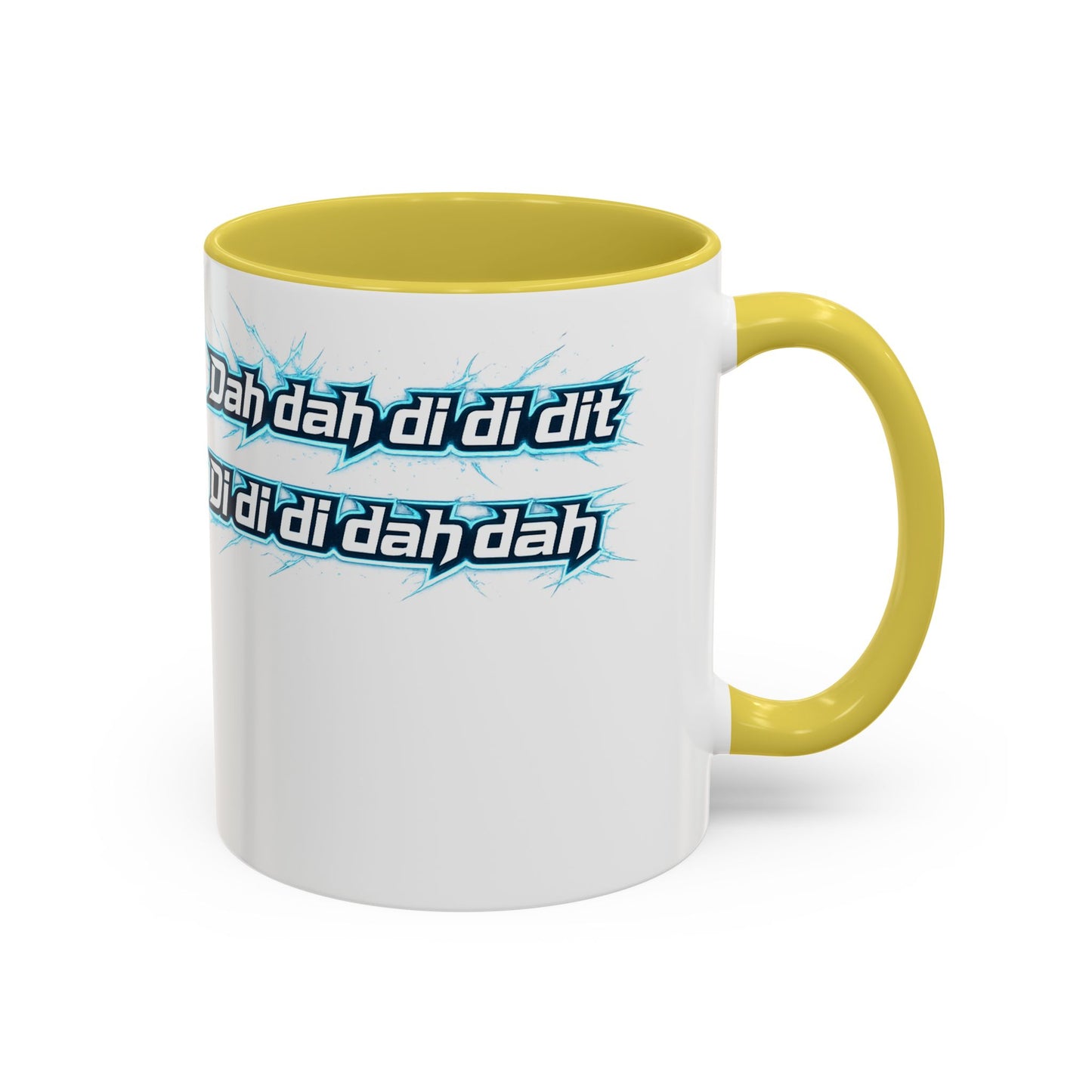 Novelty Mug — 'Dah di dah dit' Repeating Text Ceramic Coffee Cup (11oz & 15oz)