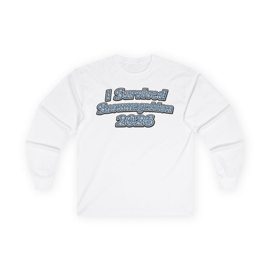 Long Sleeve Tee — "I Survived Snowmaggedon 2026" Retro Graphic