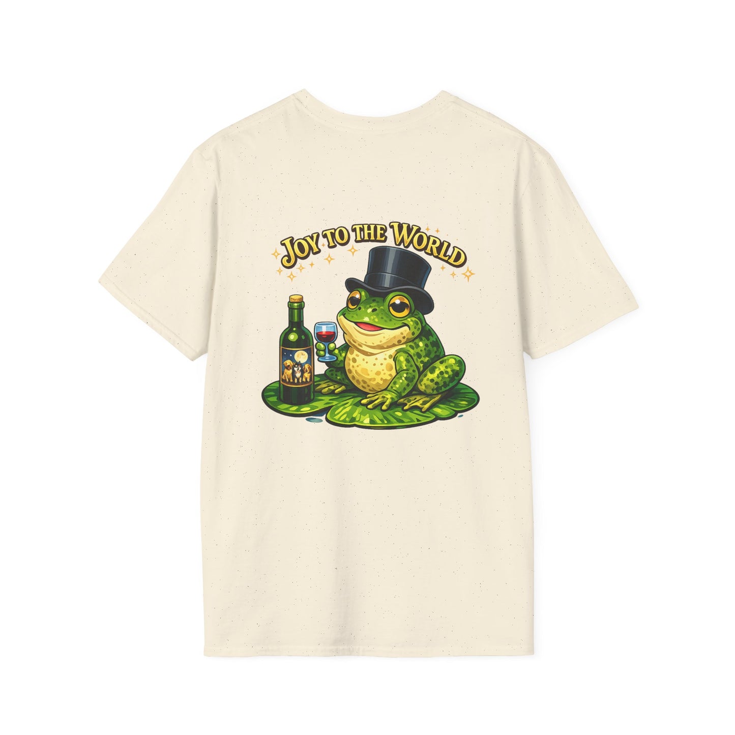 Joy to the World Frog T-Shirt — Festive Top Hat Frog with Wine Bottle