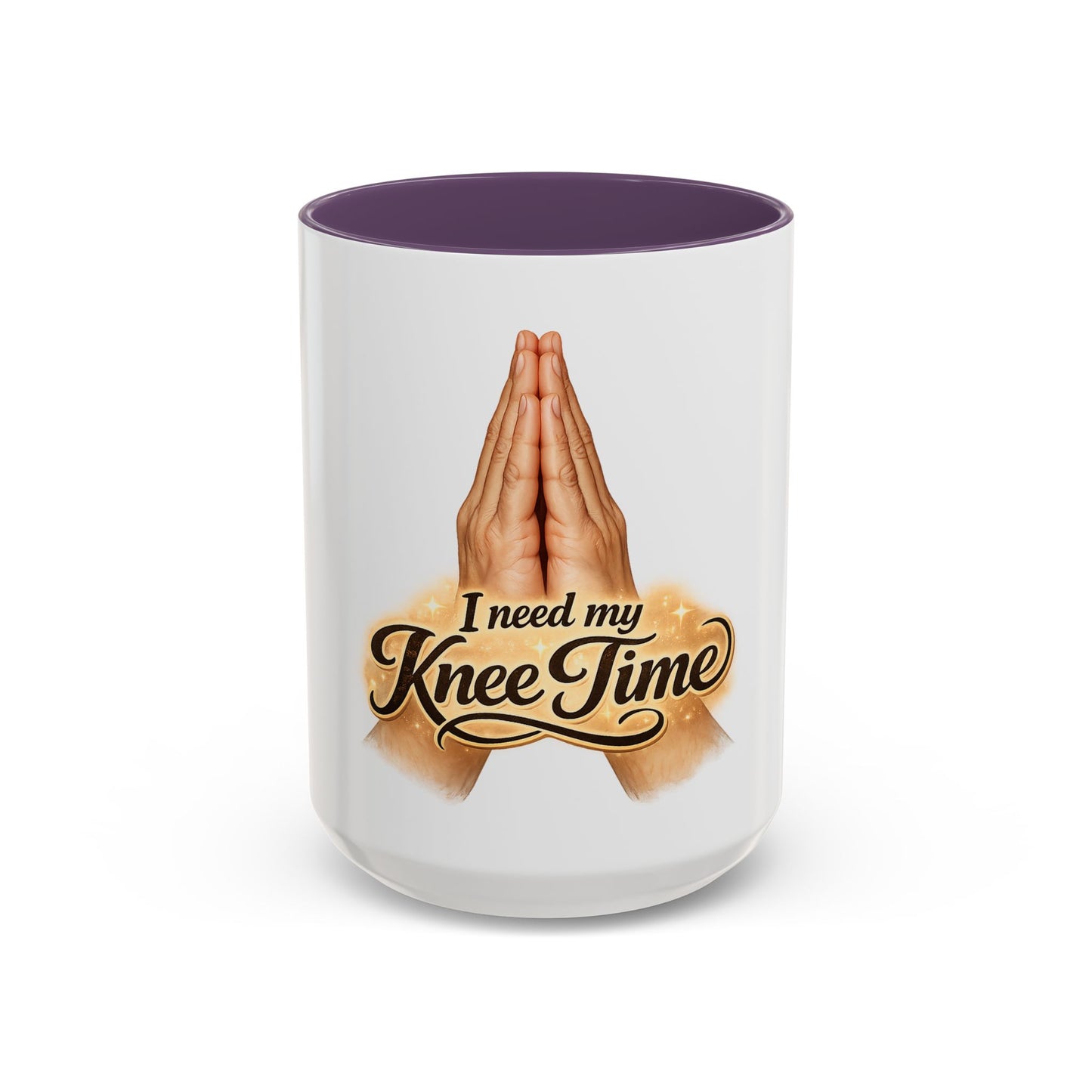I Need My Knee Time Prayer Coffee Mug — Religious Prayer Hands Accent Mug