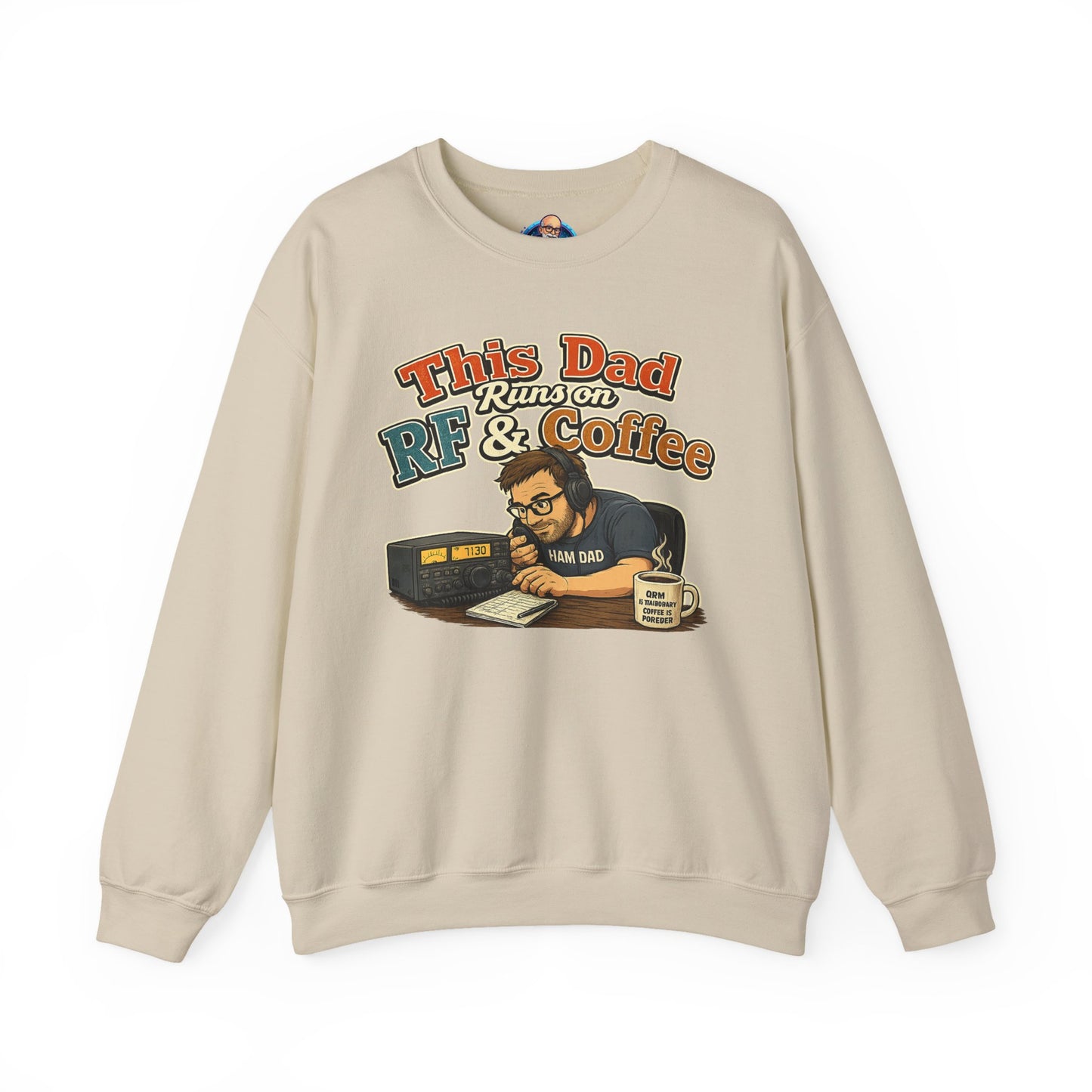Dad Runs on RF & Coffee Crewneck Sweatshirt – Funny Radio/Engineering Father’s Day Gift