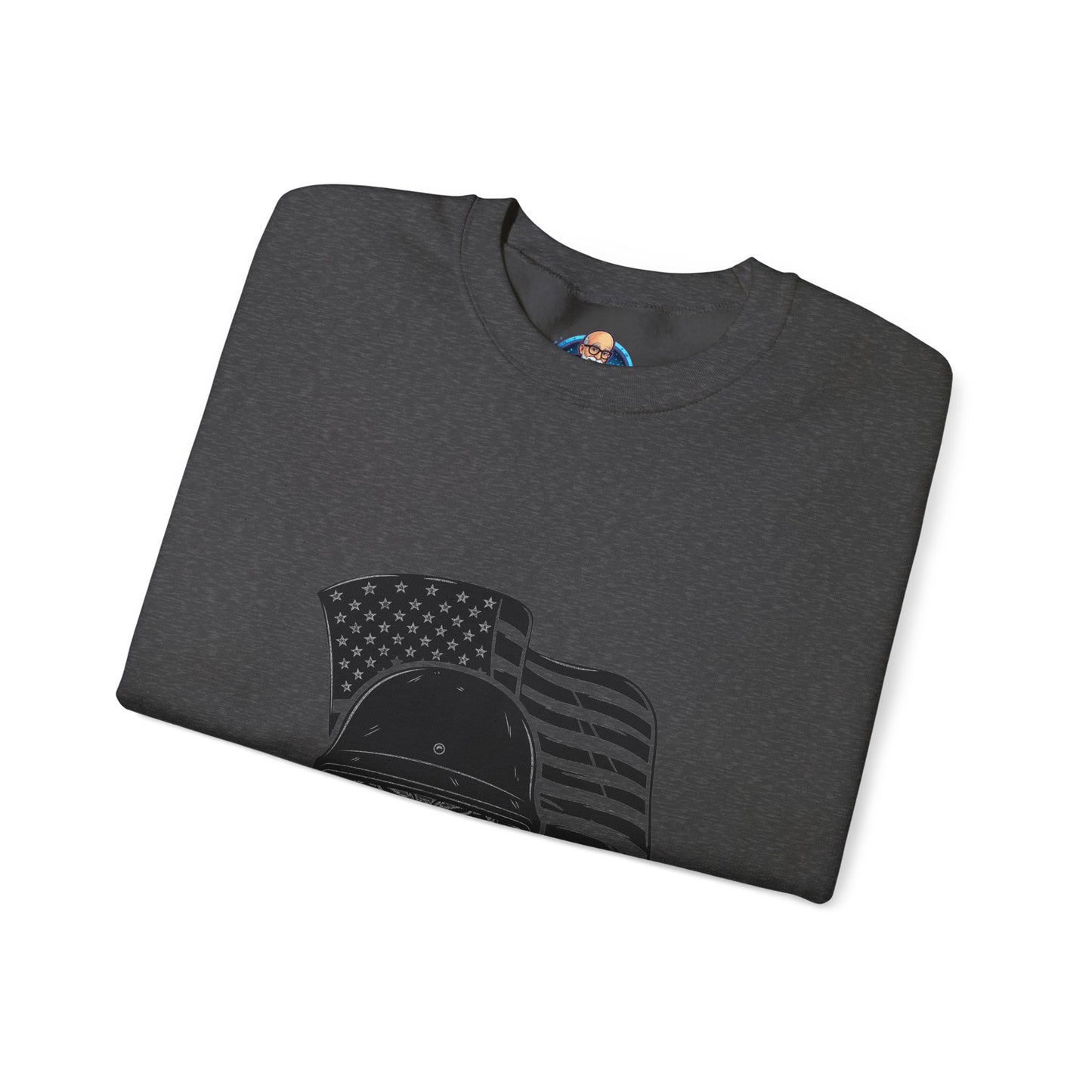 Skull Soldier Crewneck Sweatshirt – American Flag Helmet Graphic
