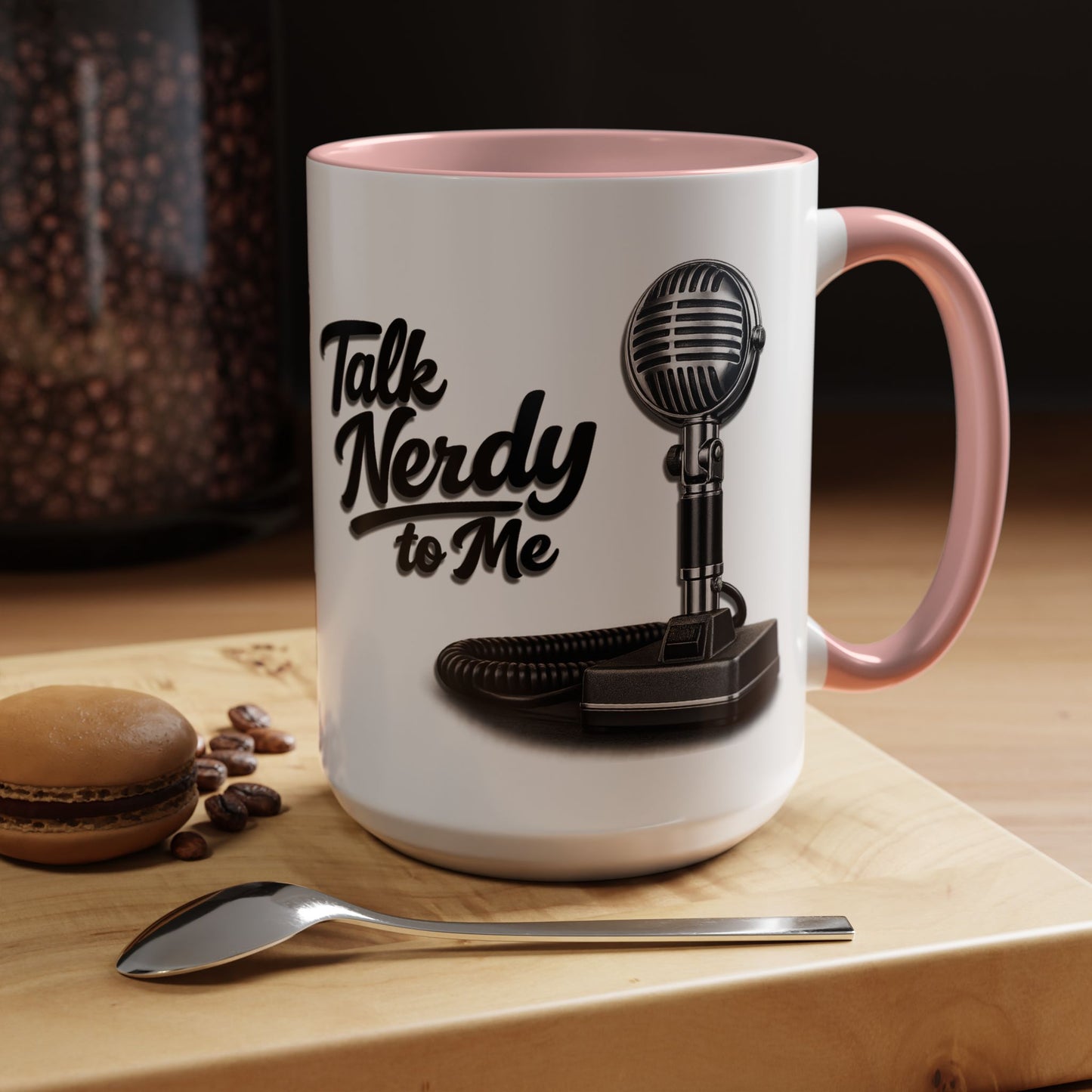 Talk Nerdy to Me Coffee Mug — Retro Ham Radio Microphone Accent Mug (11/15 oz)