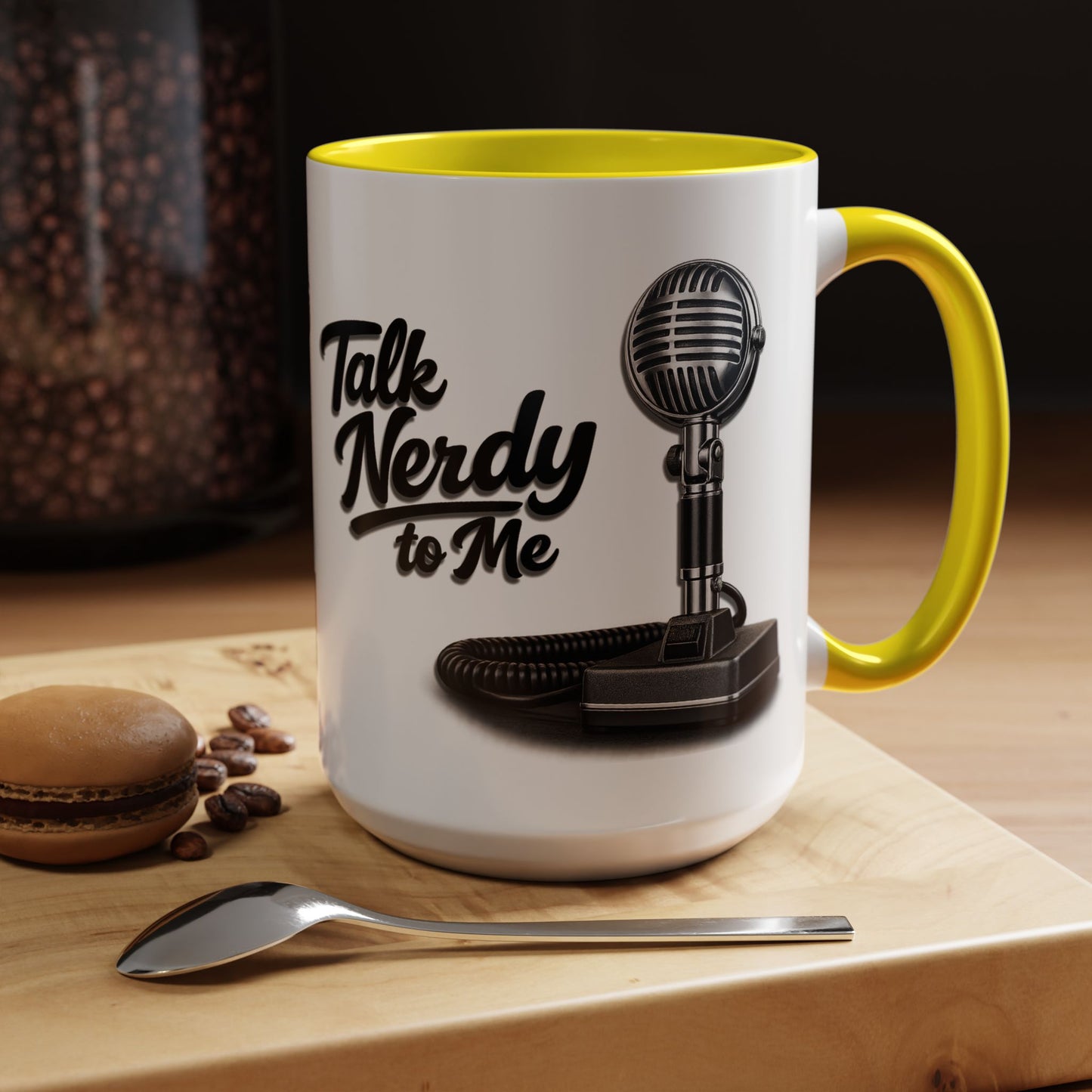 Talk Nerdy to Me Coffee Mug — Retro Ham Radio Microphone Accent Mug (11/15 oz)