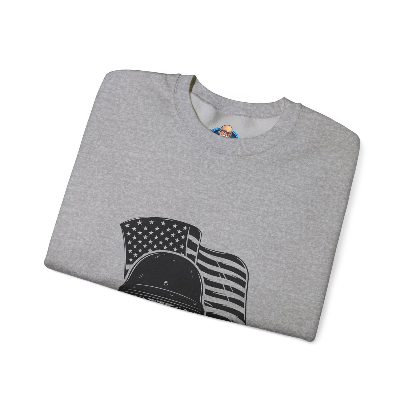 Skull Soldier Crewneck Sweatshirt – American Flag Helmet Graphic