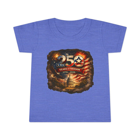 Toddler T‑Shirt — "250 Years of Freedom 1776–2026" Patriotic USA Memorial Tee
