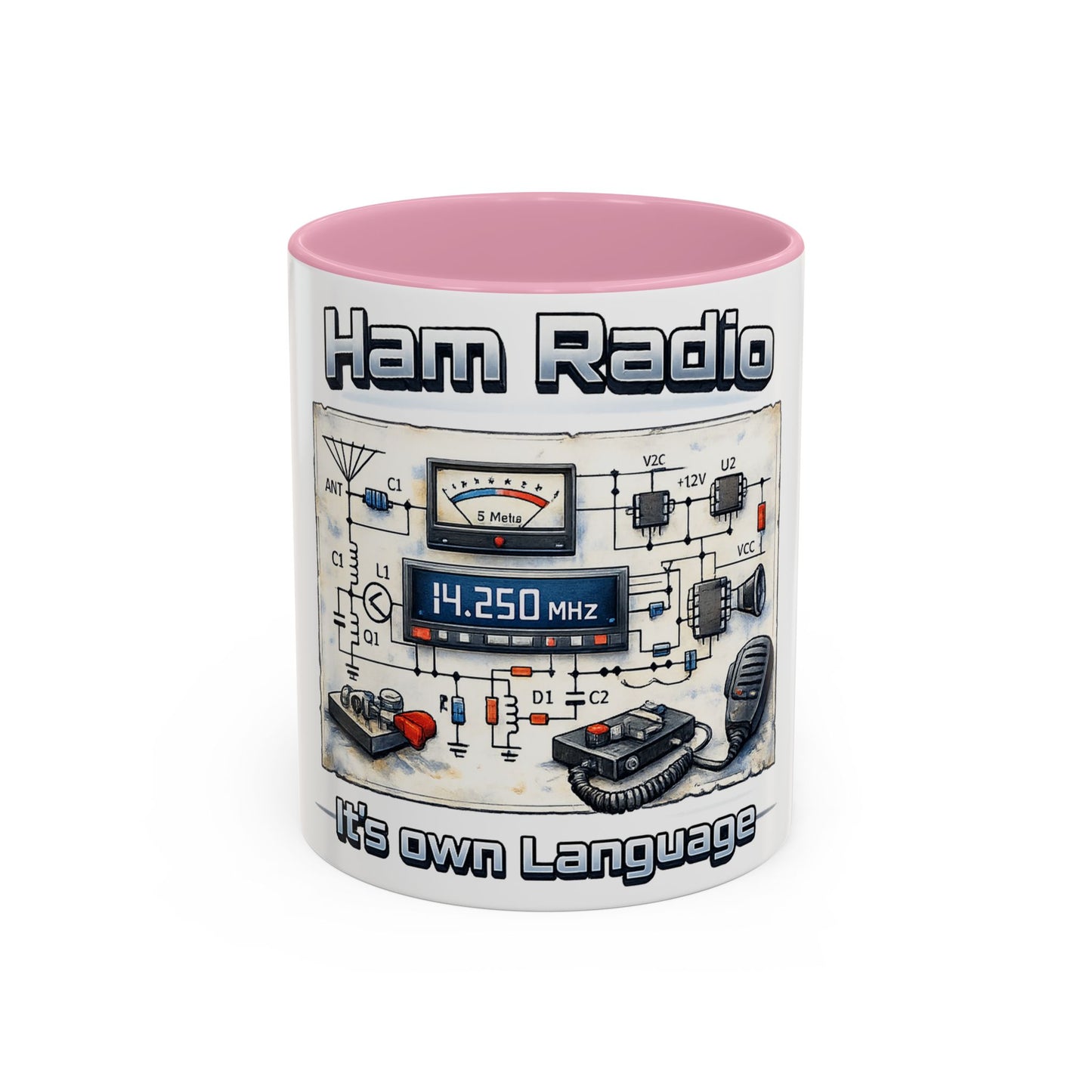 Ham Radio Circuit Design Coffee Mug — "Ham Radio: It’s Own Language" (11oz/15oz)