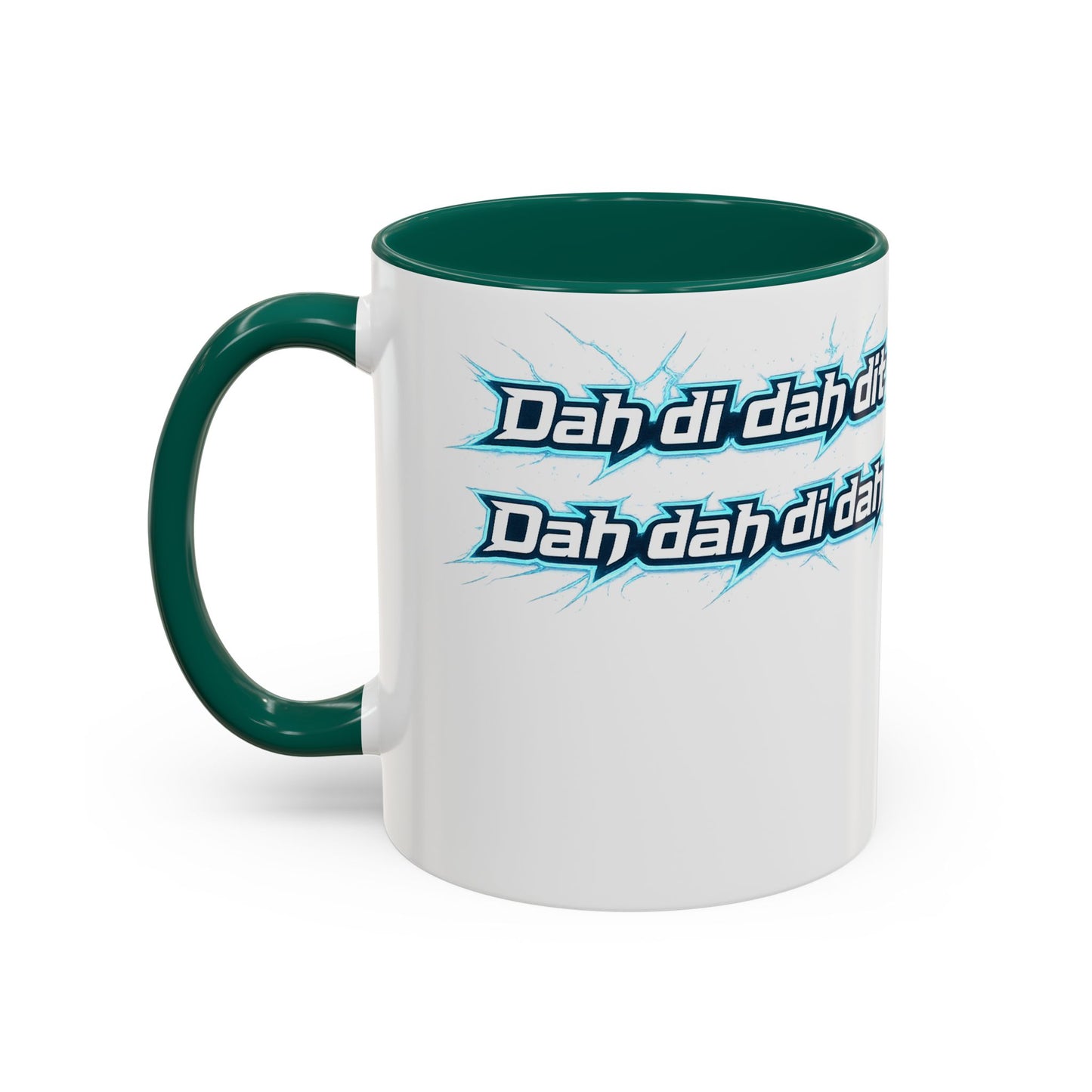 Novelty Mug — 'Dah di dah dit' Repeating Text Ceramic Coffee Cup (11oz & 15oz)