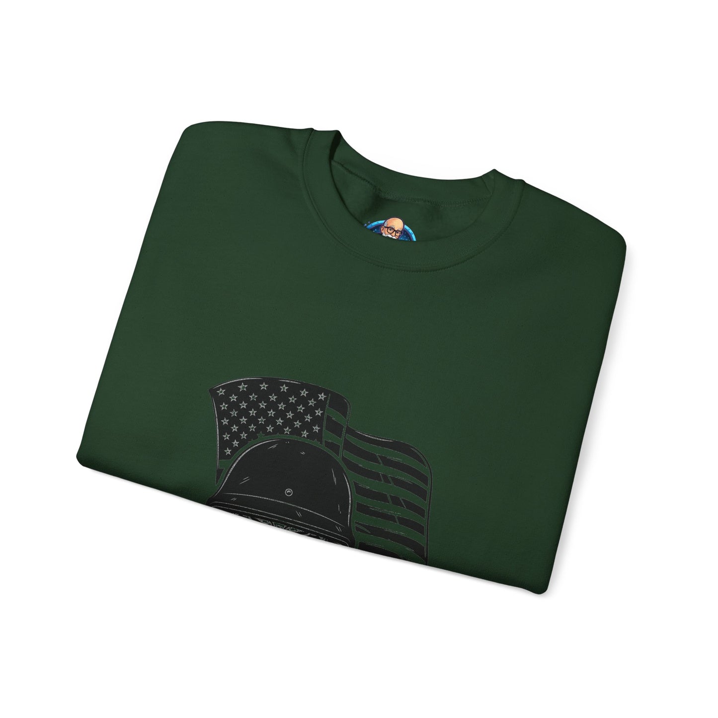 Skull Soldier Crewneck Sweatshirt – American Flag Helmet Graphic