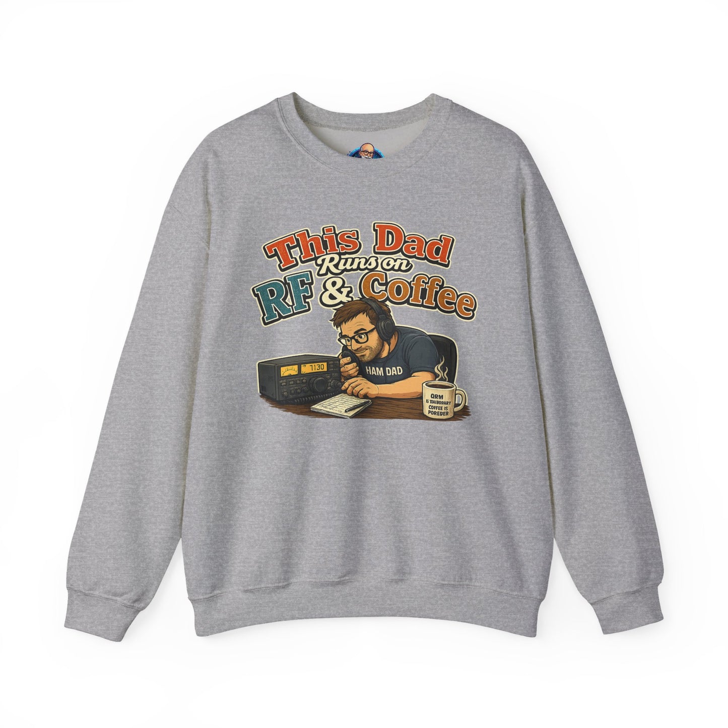 Dad Runs on RF & Coffee Crewneck Sweatshirt – Funny Radio/Engineering Father’s Day Gift