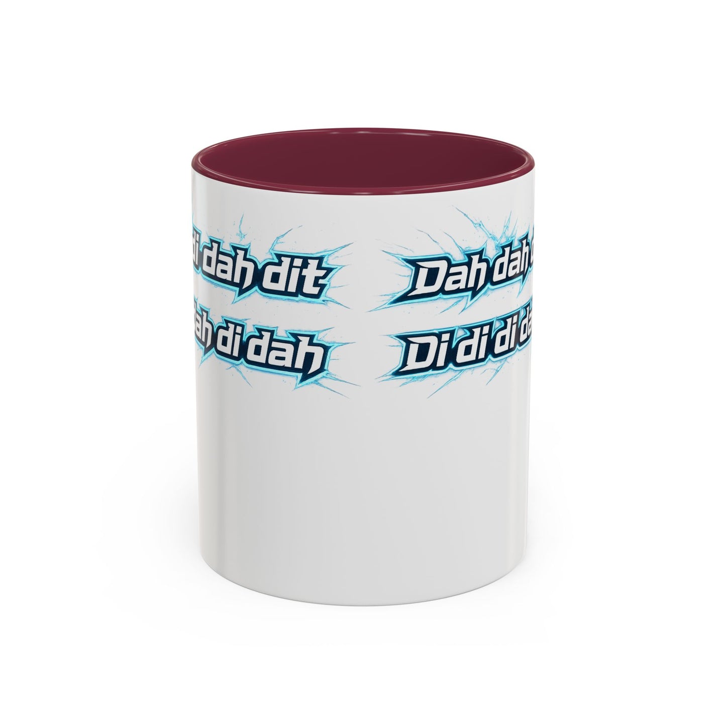 Novelty Mug — 'Dah di dah dit' Repeating Text Ceramic Coffee Cup (11oz & 15oz)