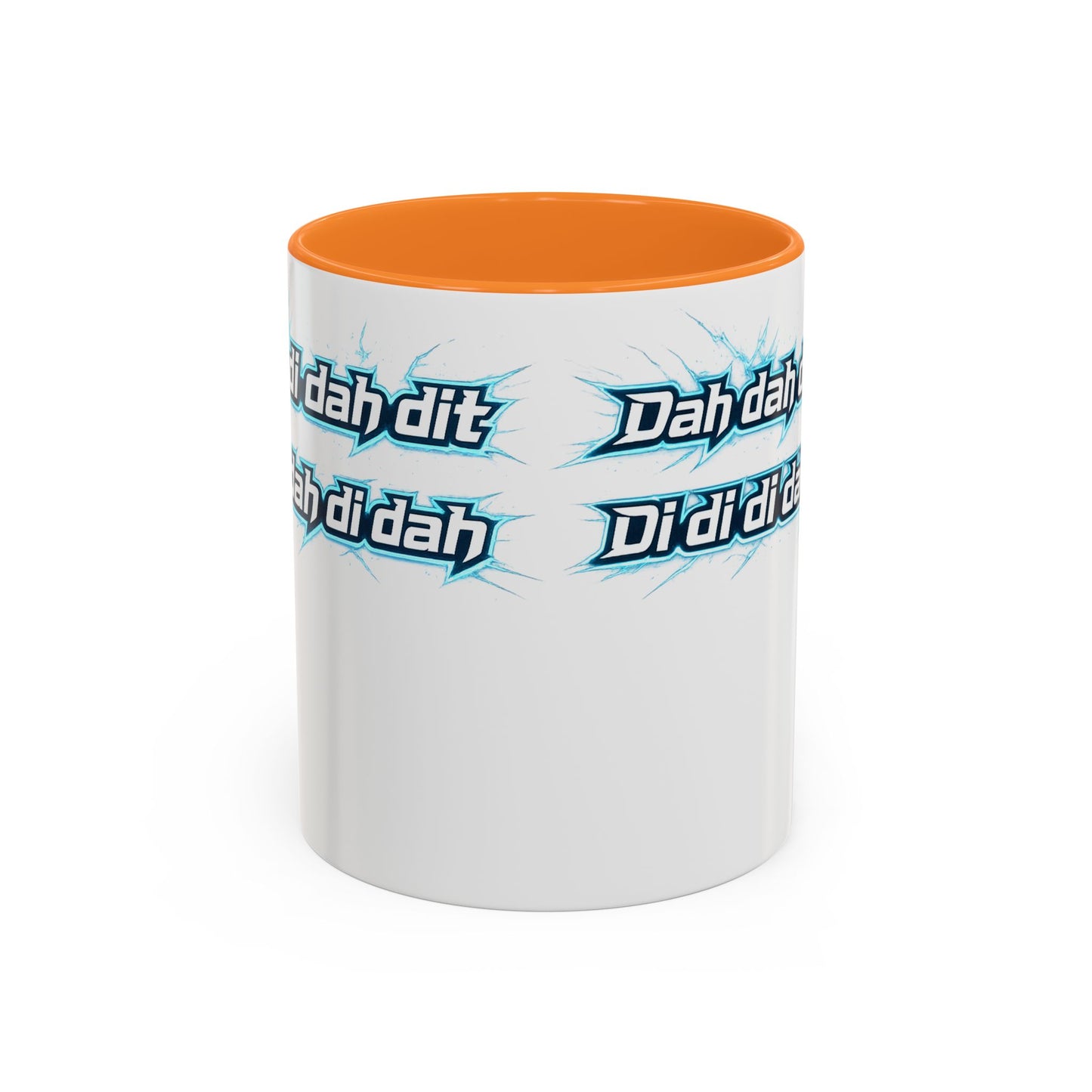 Novelty Mug — 'Dah di dah dit' Repeating Text Ceramic Coffee Cup (11oz & 15oz)