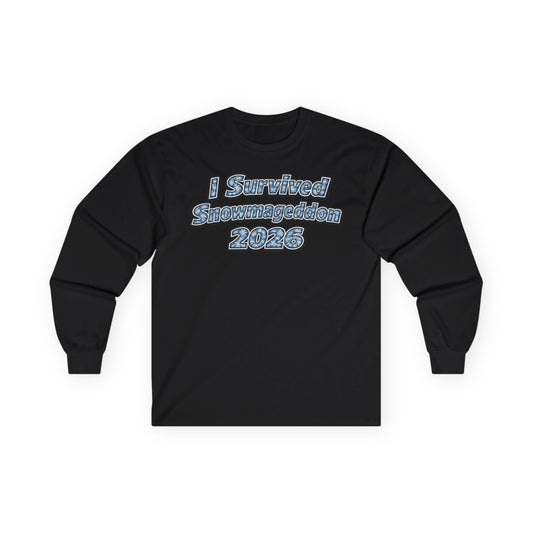 Long Sleeve Tee — "I Survived Snowmaggedon 2026" Retro Graphic